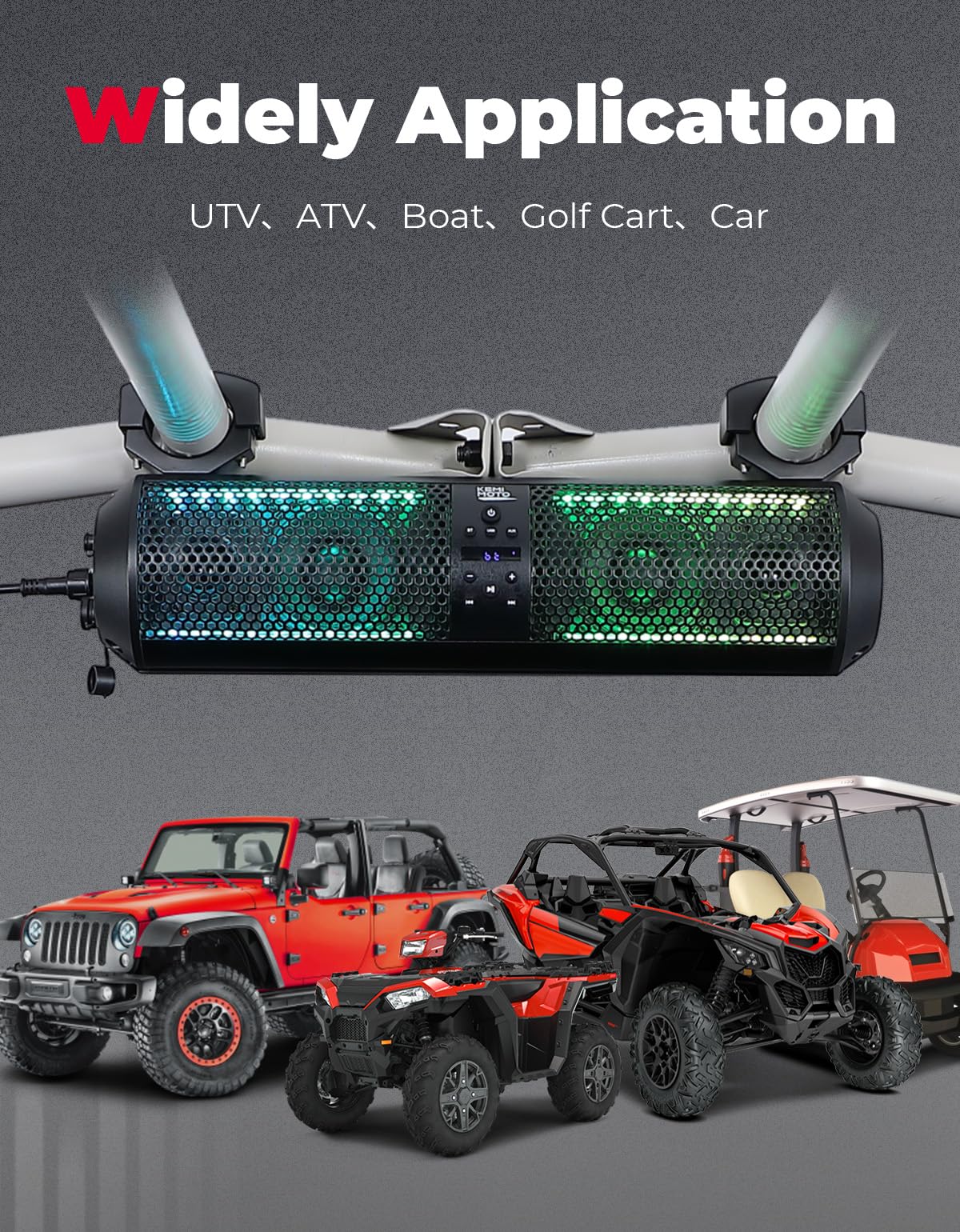 KEMIMOTO 18" soundbar bluetooth RGB UTV 400W