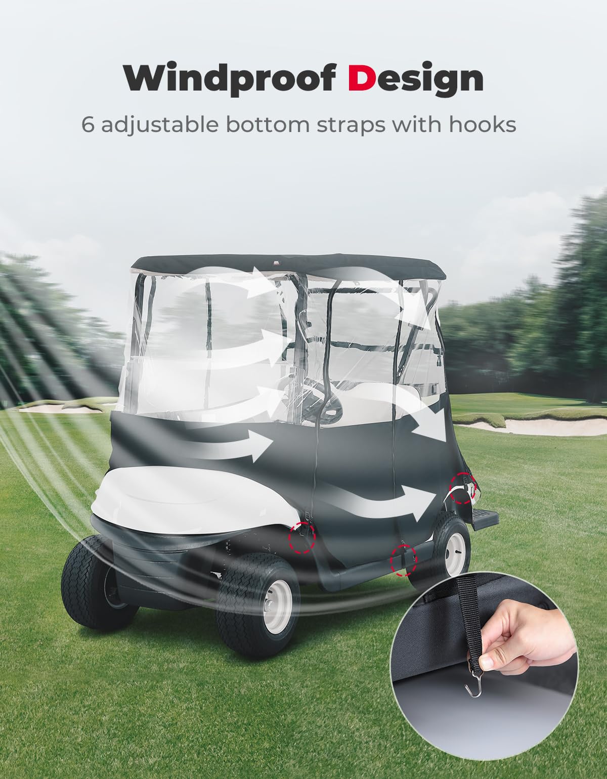 KEMIMOTO 600D Copertura Golf Cart Impermeabile 2 Posti