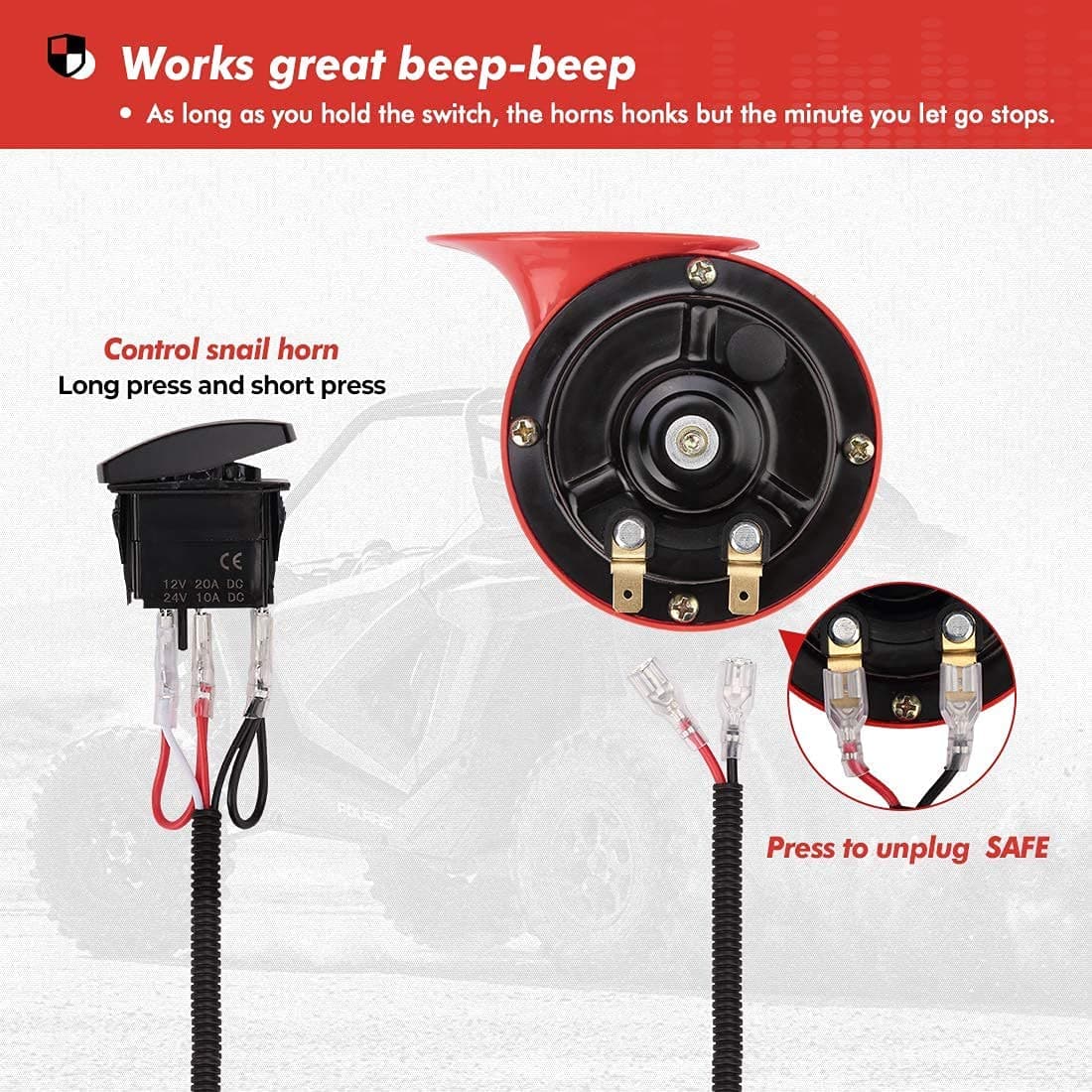KEMIMOTO UTV kit clacson 12V universale con interruttore