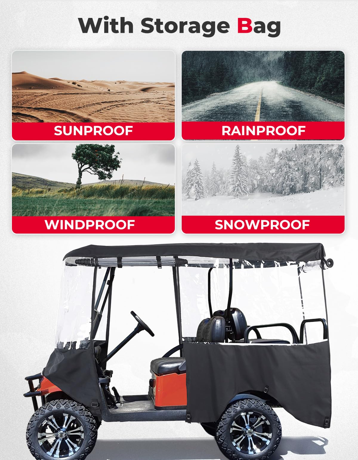 Kemimoto copertura golf cart 4 posti 600D impermeabile