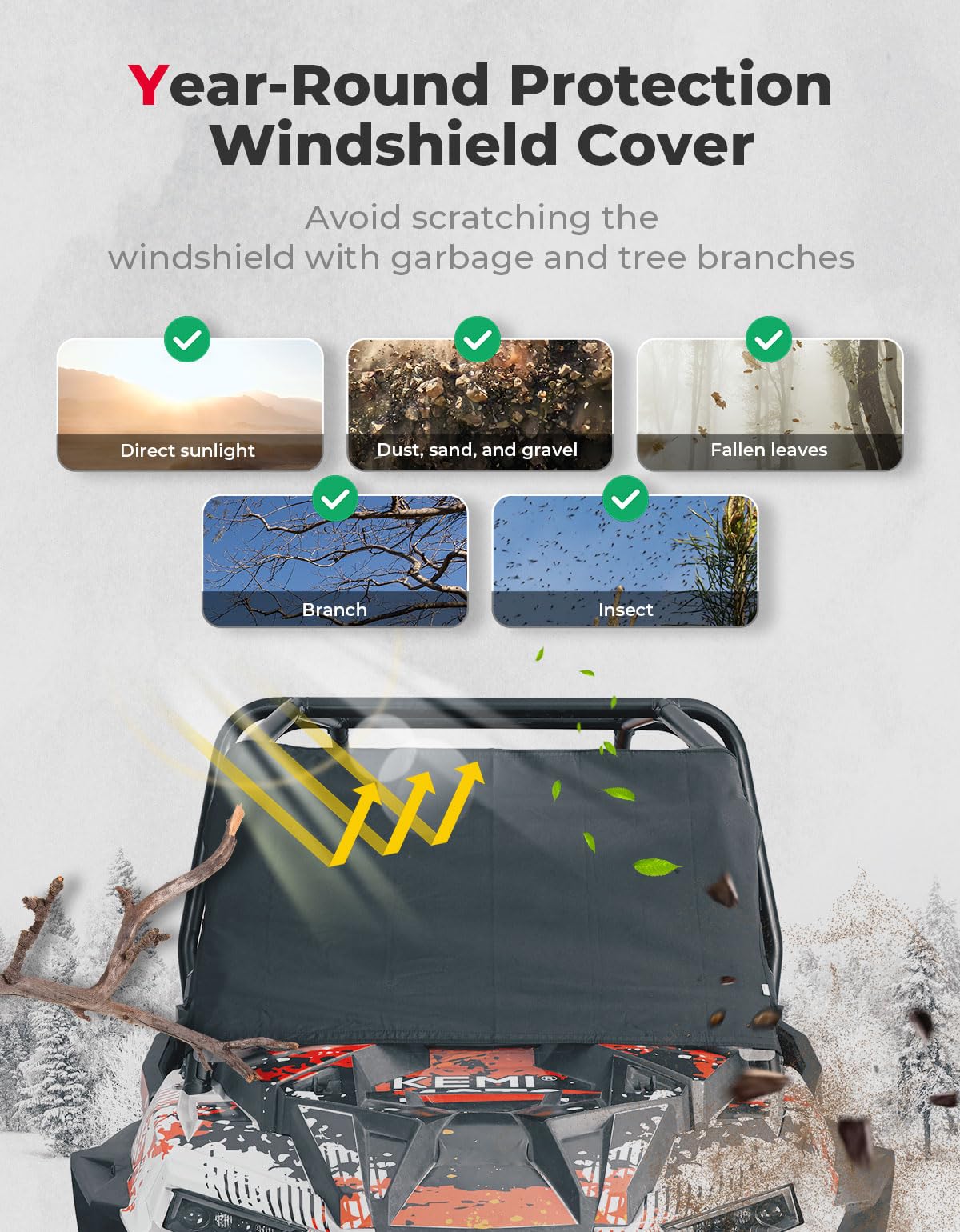 KEMIMOTO RZR XP 1000 telo parabrezza neve traino 2019-2023