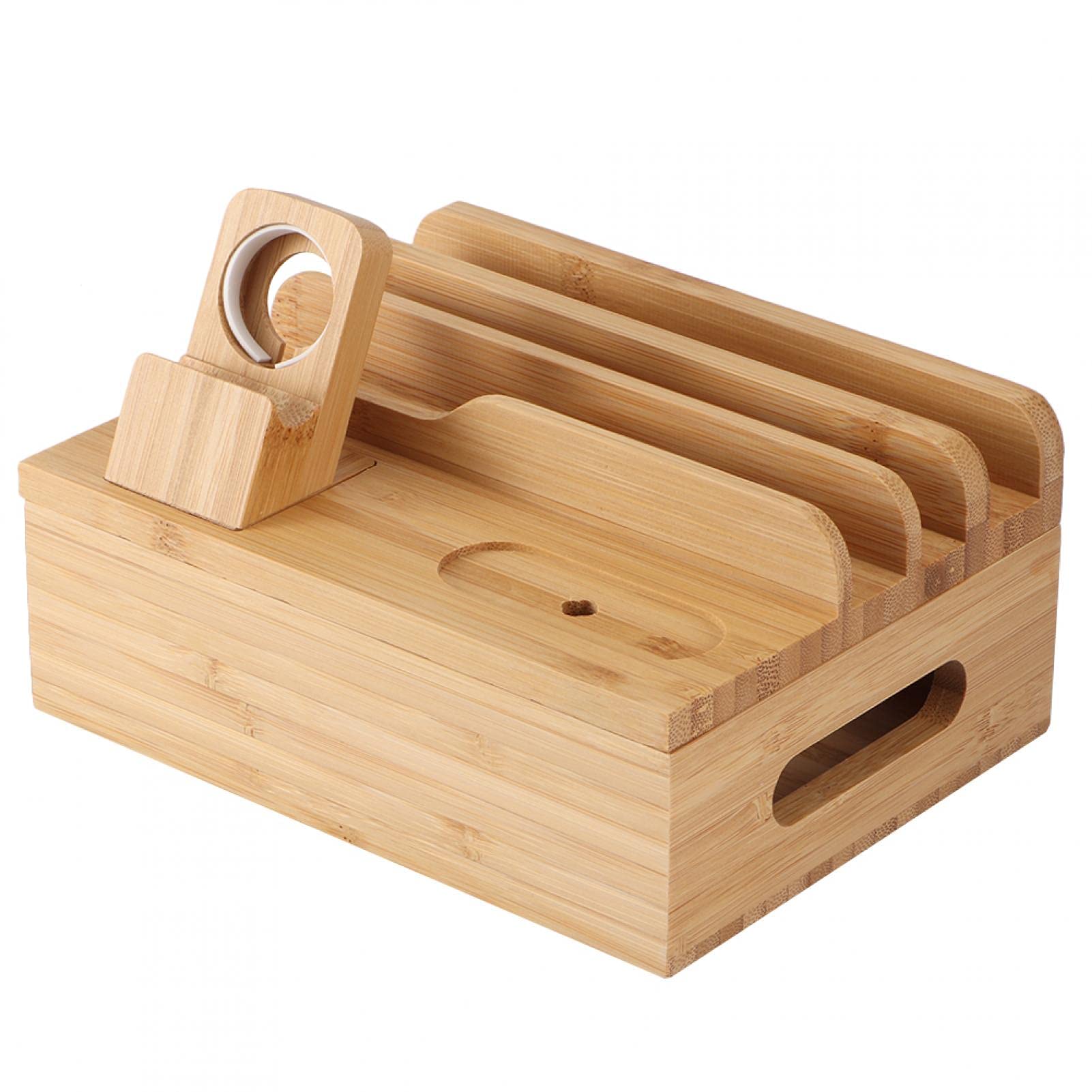 Kuuleyn Organizer Scrivania Bambù Porta Cellulare Orologio