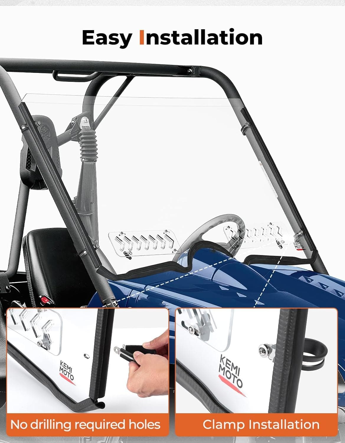 Kemimoto Rhino 450 660 700 parabrezza anteriore con prese aria