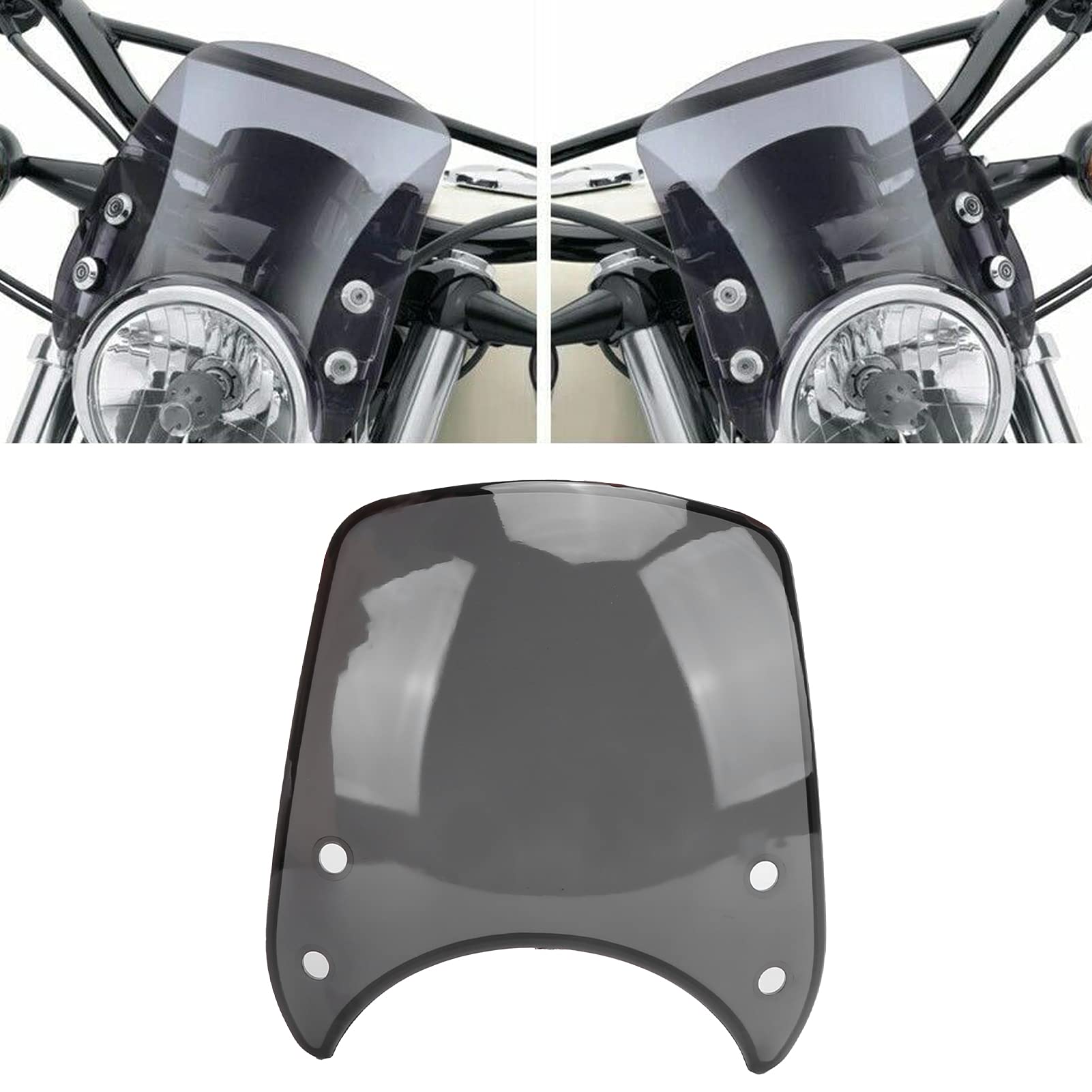 Hapivida Cupolino Retrò Parabrezza Moto 5-7 Pollici Grigio