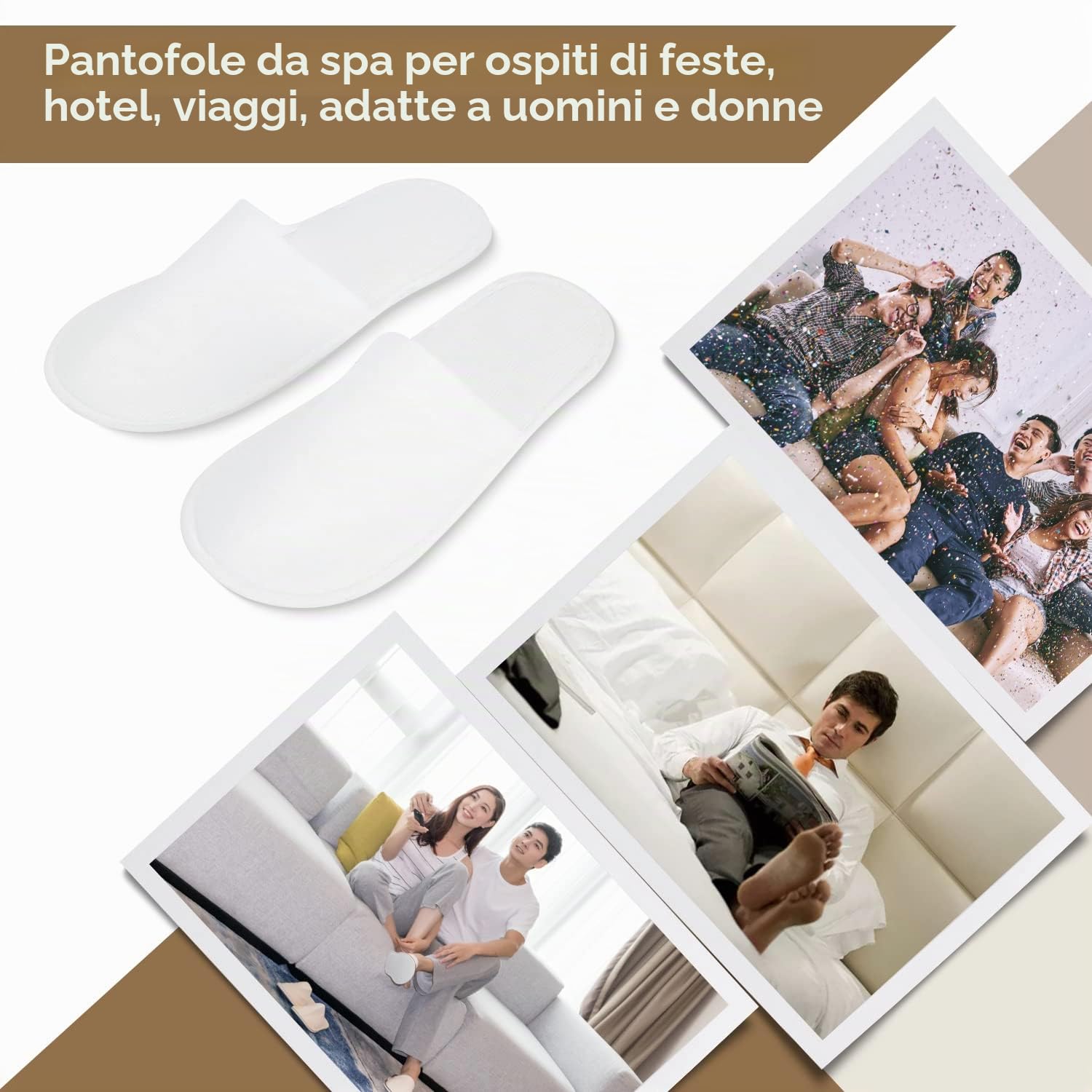 Hapivida pantofole monouso punta chiusa 12 paia peluche antiscivolo