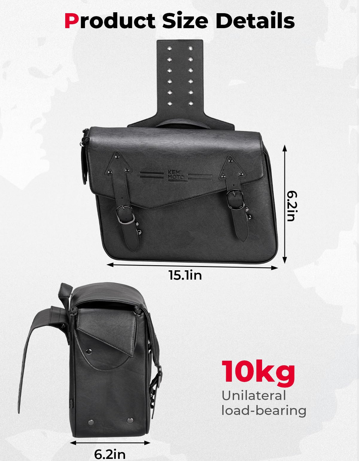 KEMIMOTO borsa manubrio moto pelle nera T-Bar impermeabile