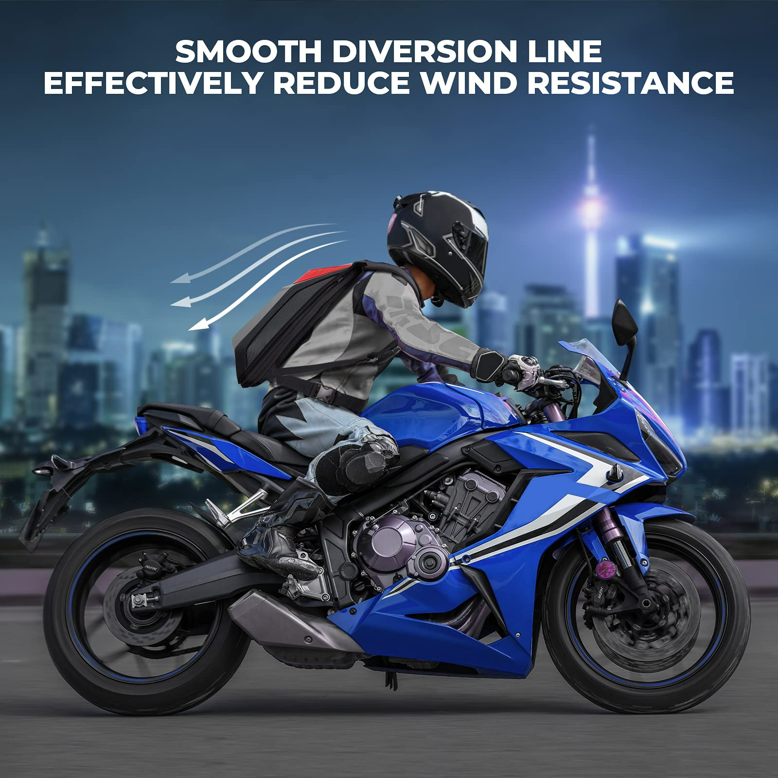 KEMIMOTO 20L zaino moto rigido espandibile per casco