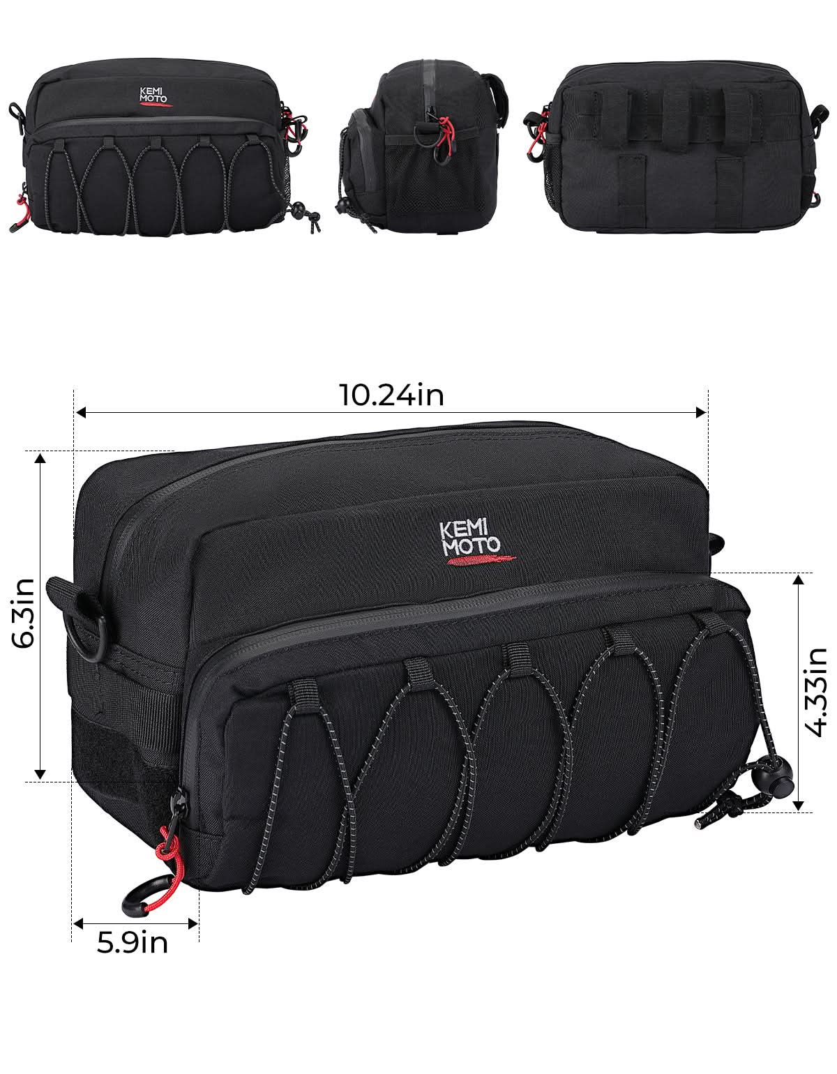 KEMIMOTO borsa manubrio moto universale con tasca occhiali