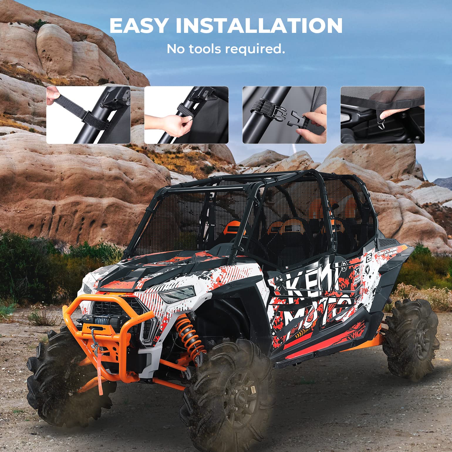 Kemimoto PVC Mesh reti finestrini RZR XP 4 1000 4 porte