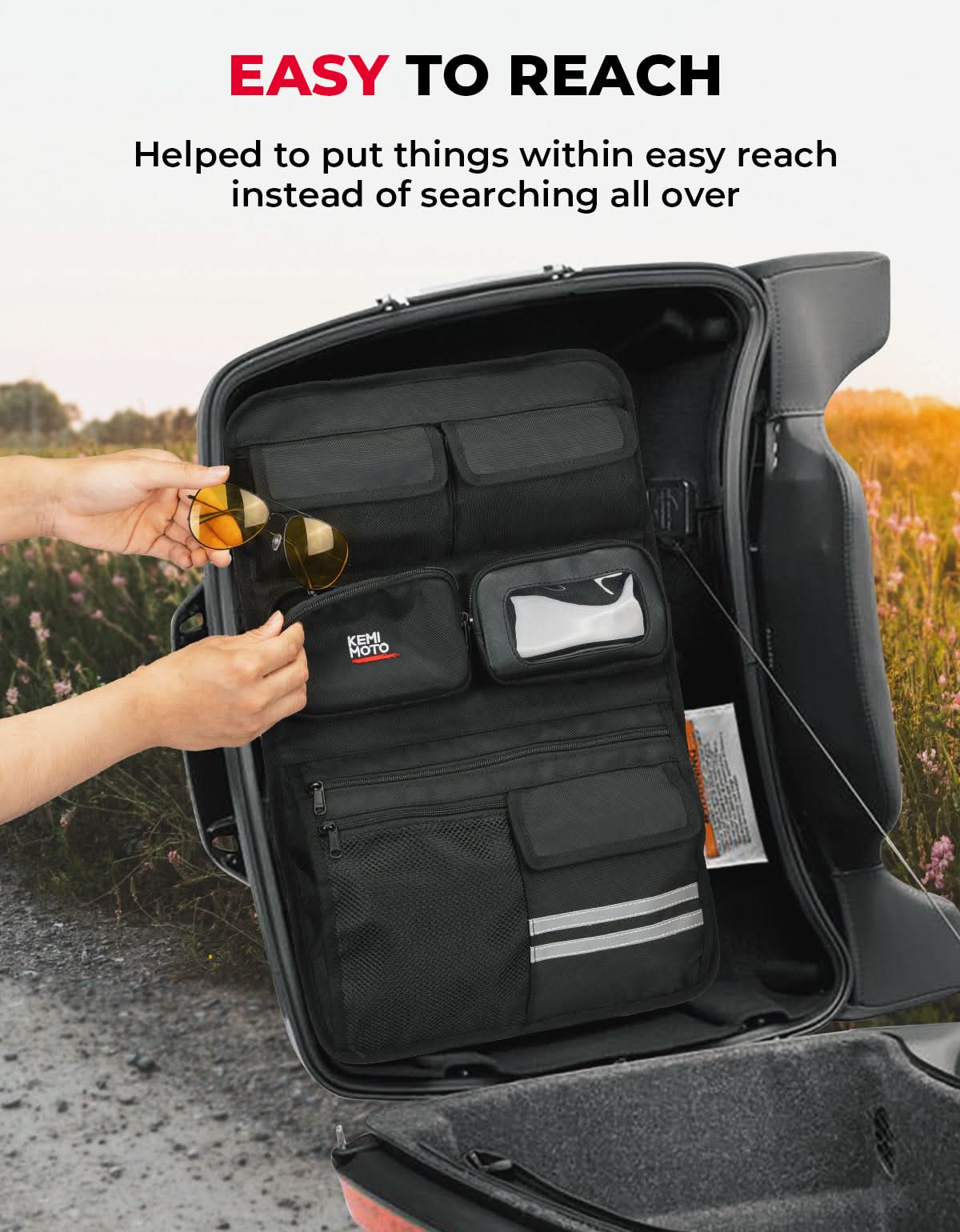 KEMIMOTO 2501 organizer coperchio tour pack multi-tasche