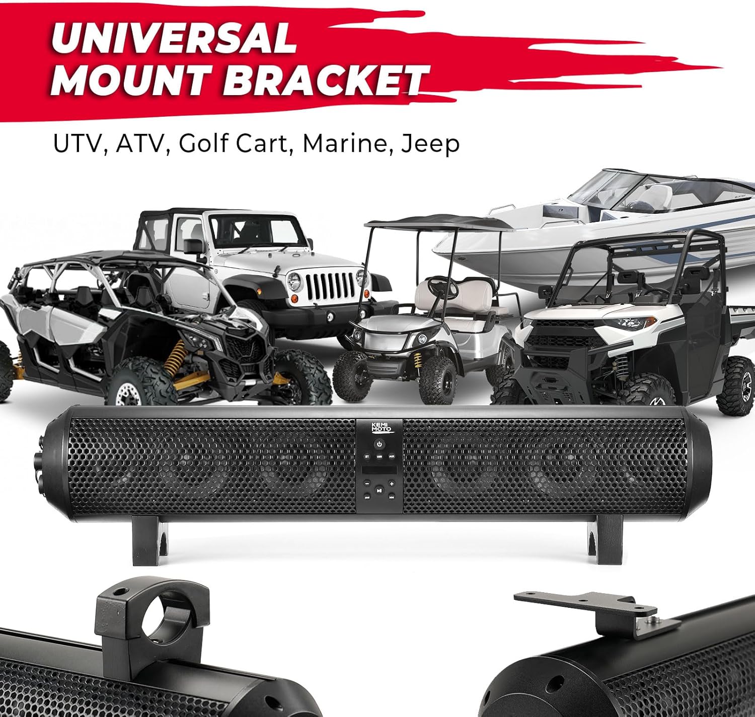 KEMIMOTO soundbar Bluetooth 500W 28" UTV impermeabile