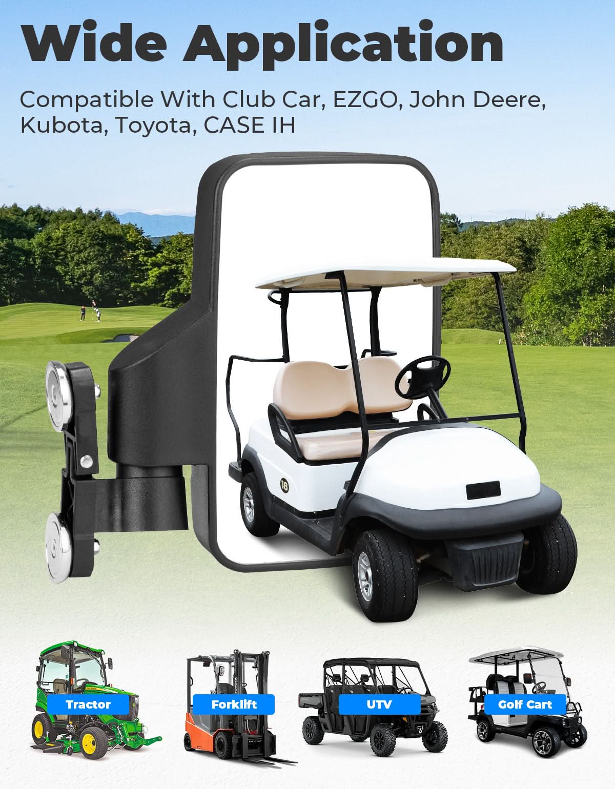 Kemimoto specchietto laterale golf cart magnetico convesso