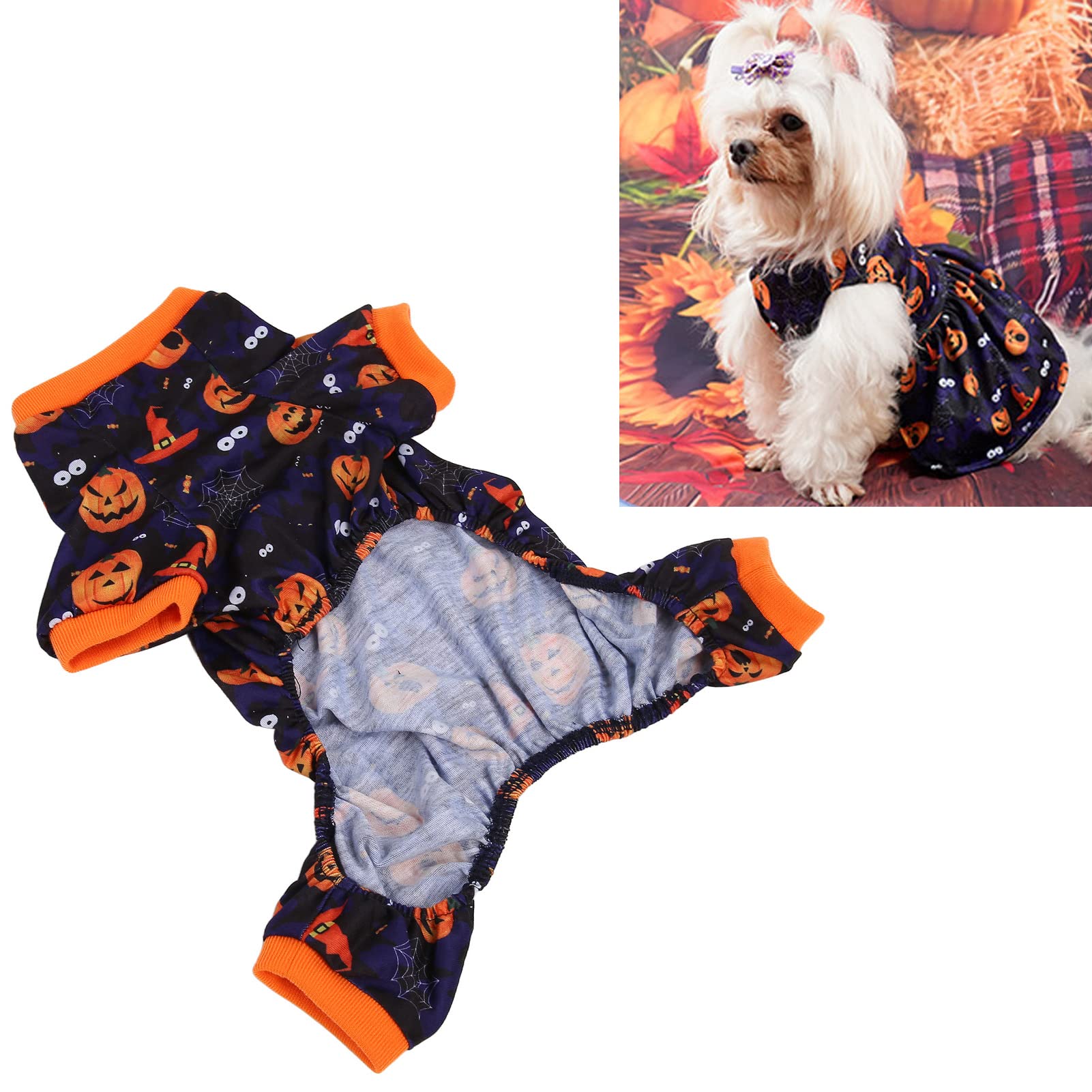 Kuuleyn Vestito Halloween Cane Pipistrello Zucca Taglia M