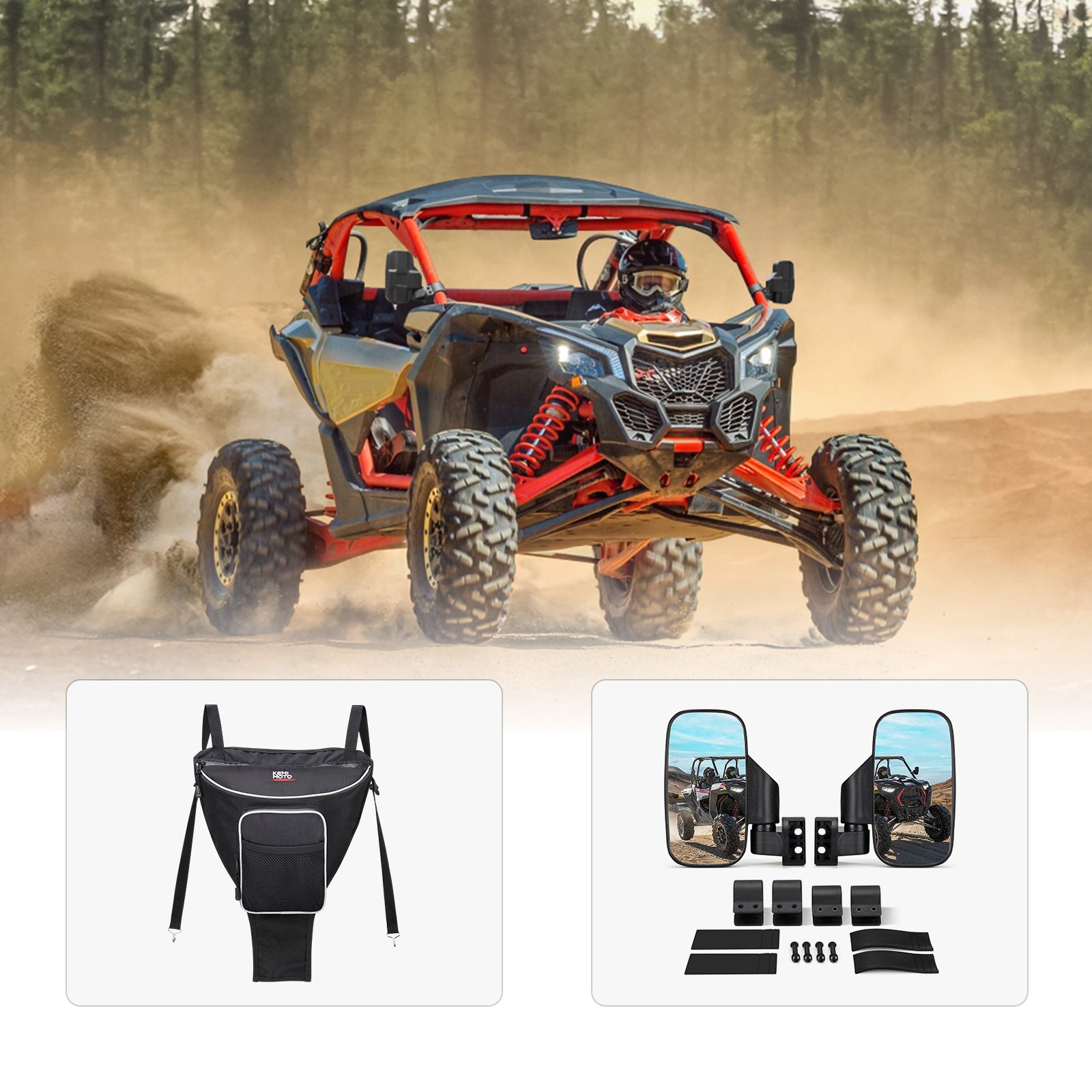 KEMIMOTO RZR borsa sedile centrale + specchietti laterali