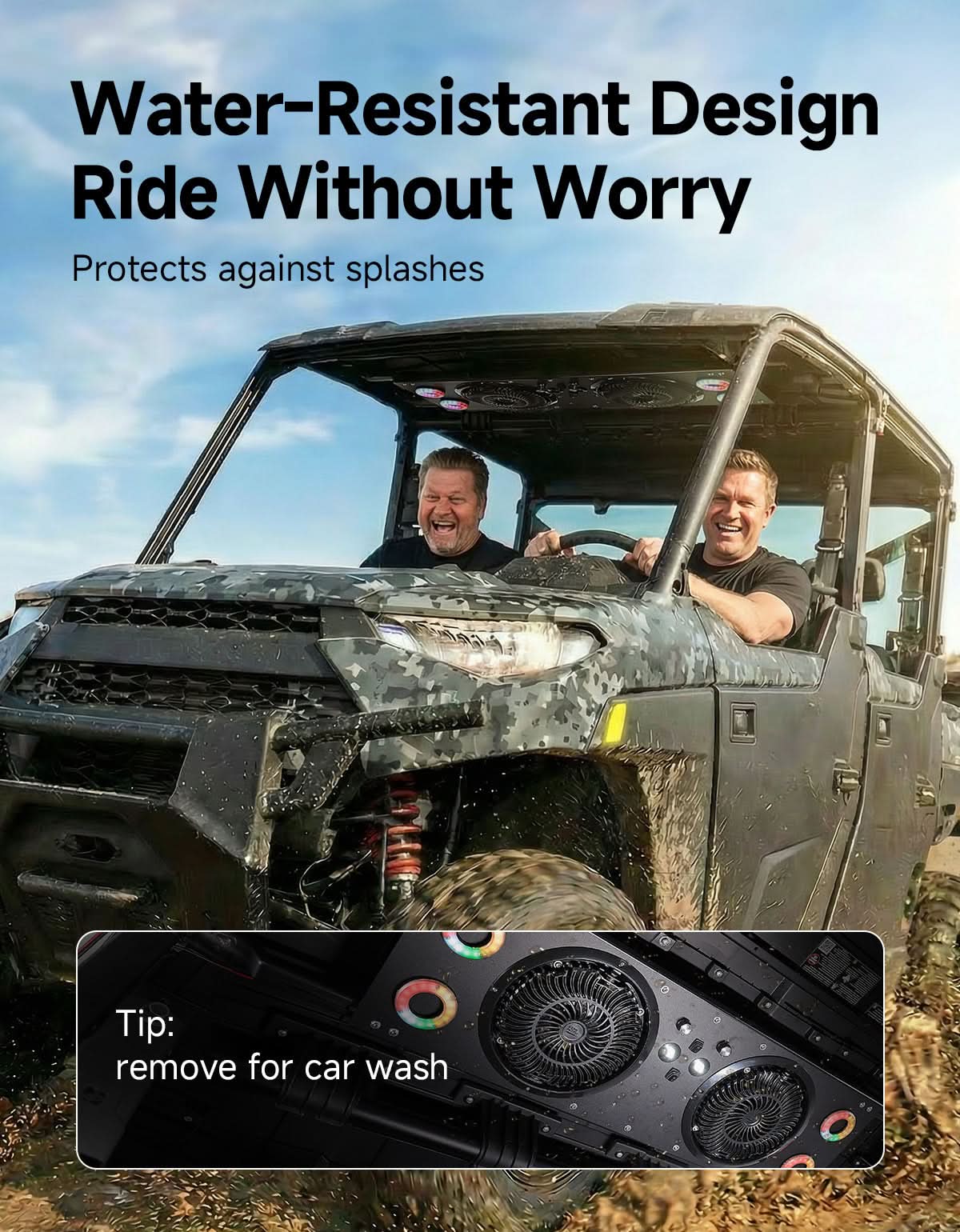 KEMIMOTO Ventola Tetto UTV RGB 12V Doppia 8 Pollici IP66