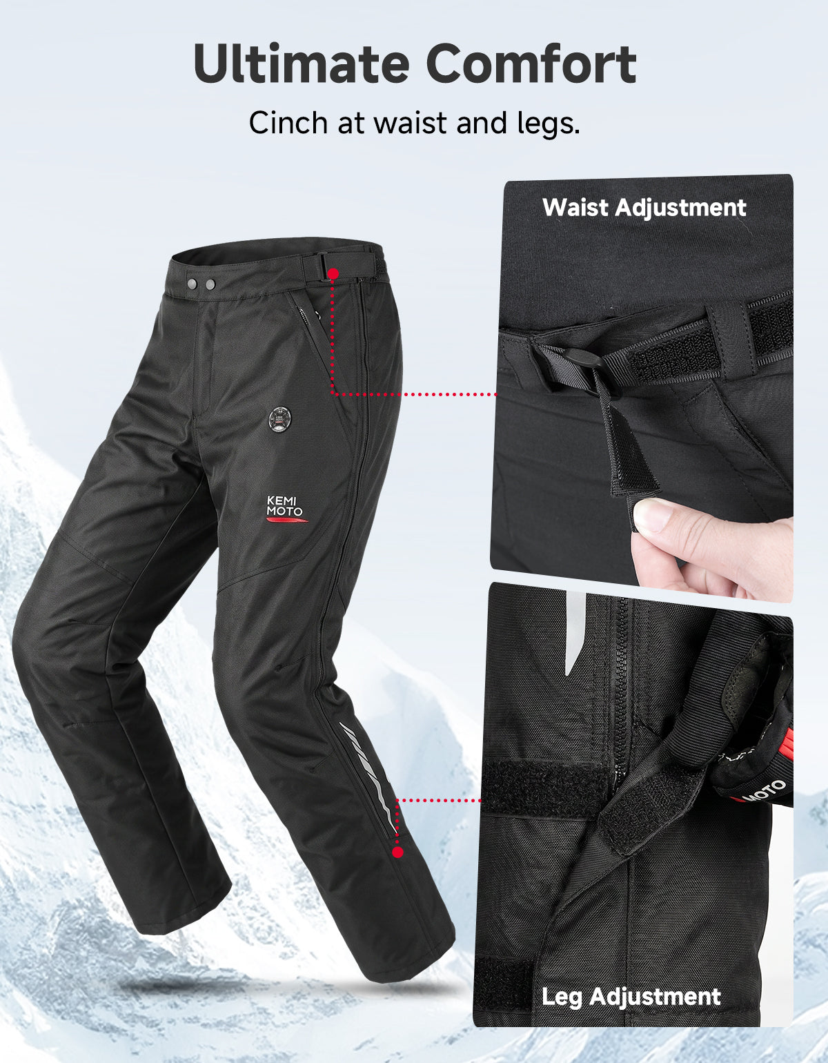 Kemimoto pantaloni moto riscaldati antivento con armor CE