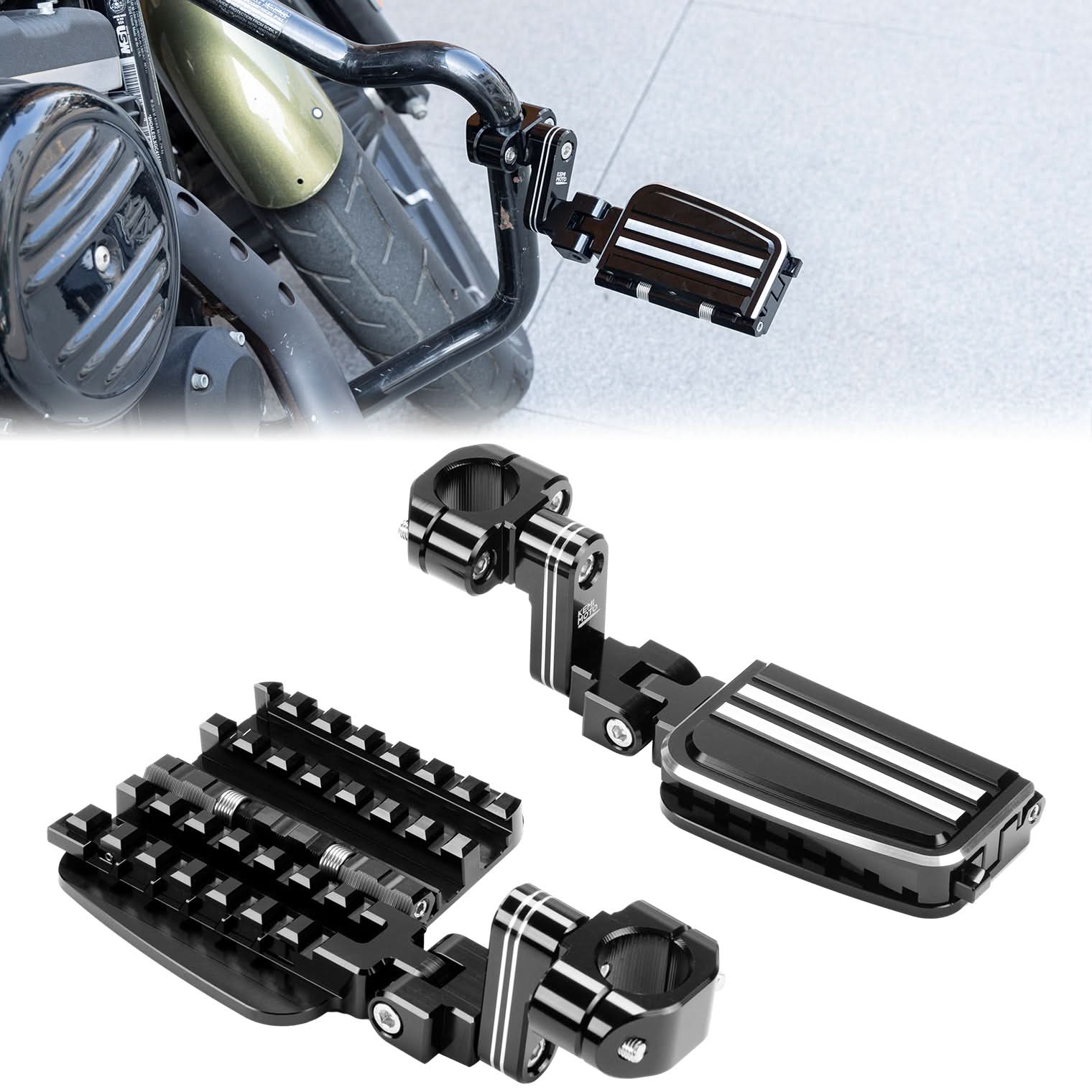 KEMIMOTO Highway pedane moto 32 mm nere antiscivolo