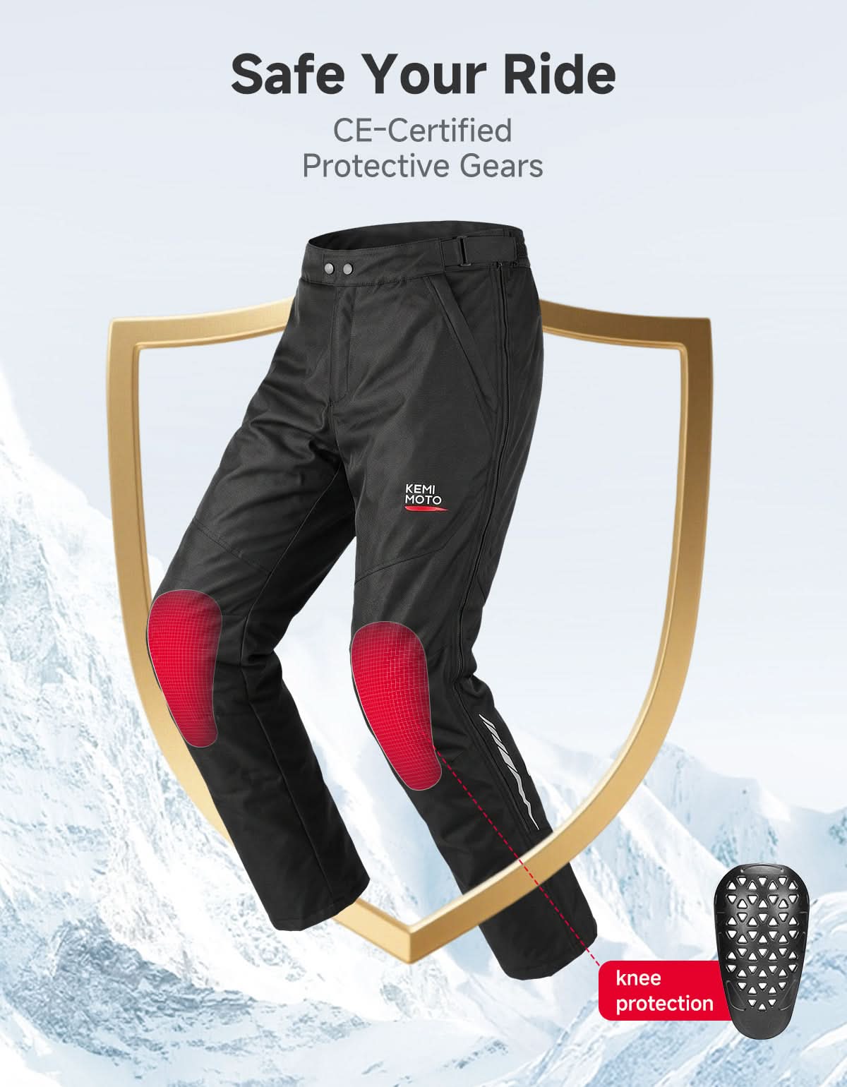 KEMIMOTO Quick-Off pantaloni moto invernali antivento CE