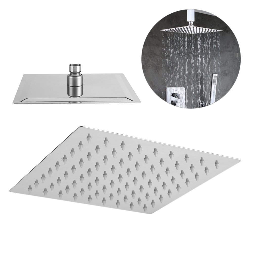 Kuuleyn Soffione Doccia Quadrato Acciaio Inox Ugelli Silicone