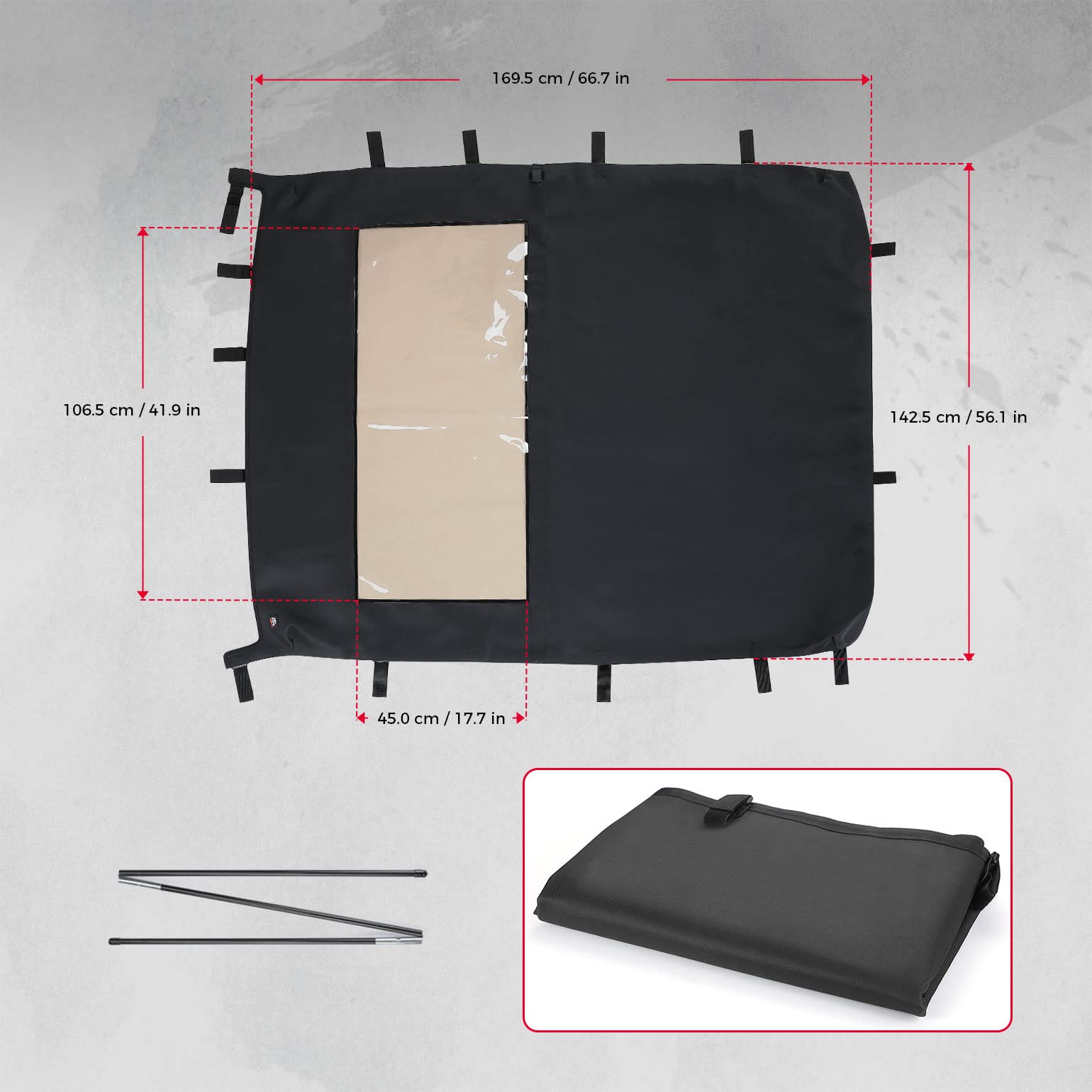 KEMIMOTO B0112-04901BK tetto tela Ranger Crew XP 1000 impermeabile