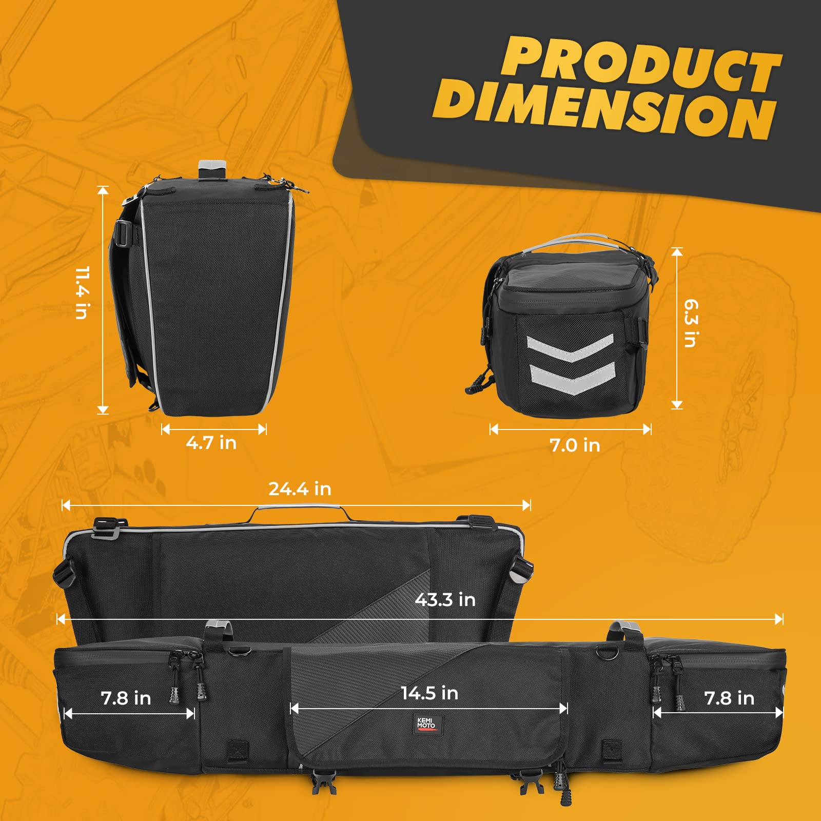 KEMIMOTO Borsa Posteriore 51L per Polaris RZR XP 1000 Impermeabile