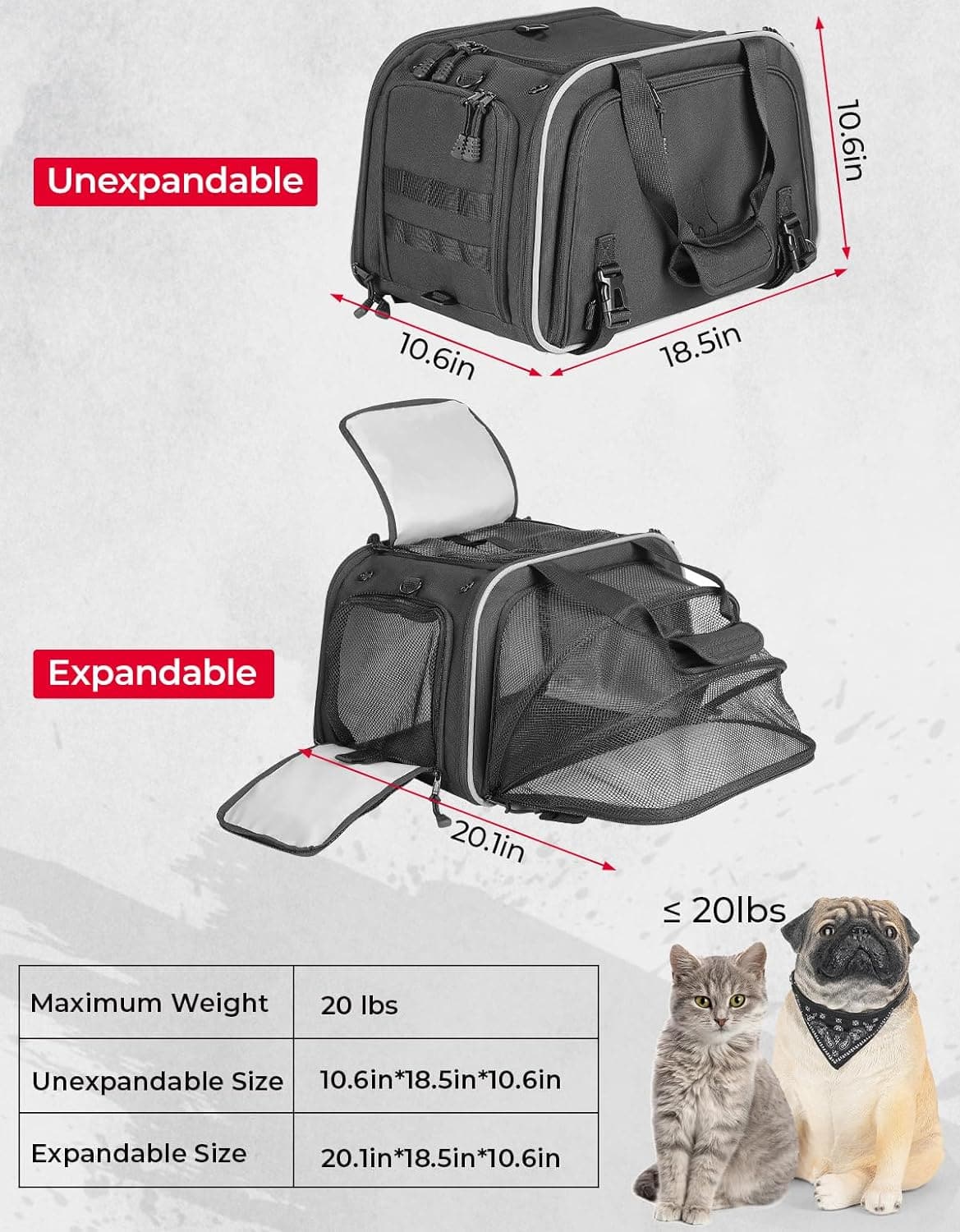KEMIMOTO F1824 Trasportino Moto Cani Gatti Pieghevole