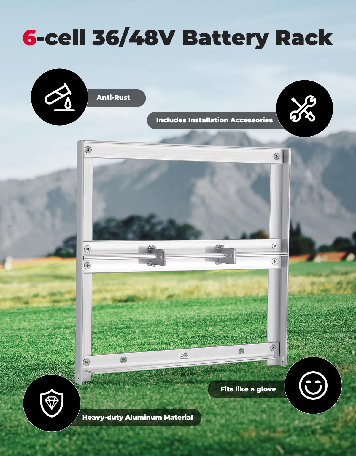 KEMIMOTO Vassoio batteria alluminio golf cart EZGO TXT