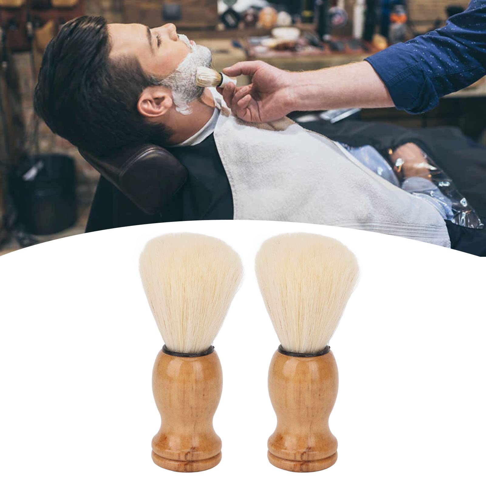Kuuleyn pennello da barba sintetico manico legno 2 pezzi