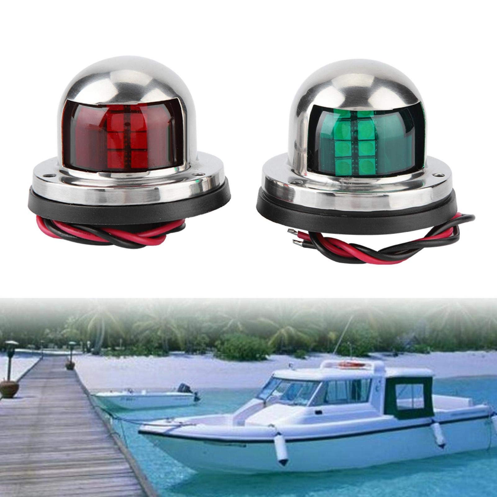 Kuuleyn luci navigazione LED barca rosso verde inox paio