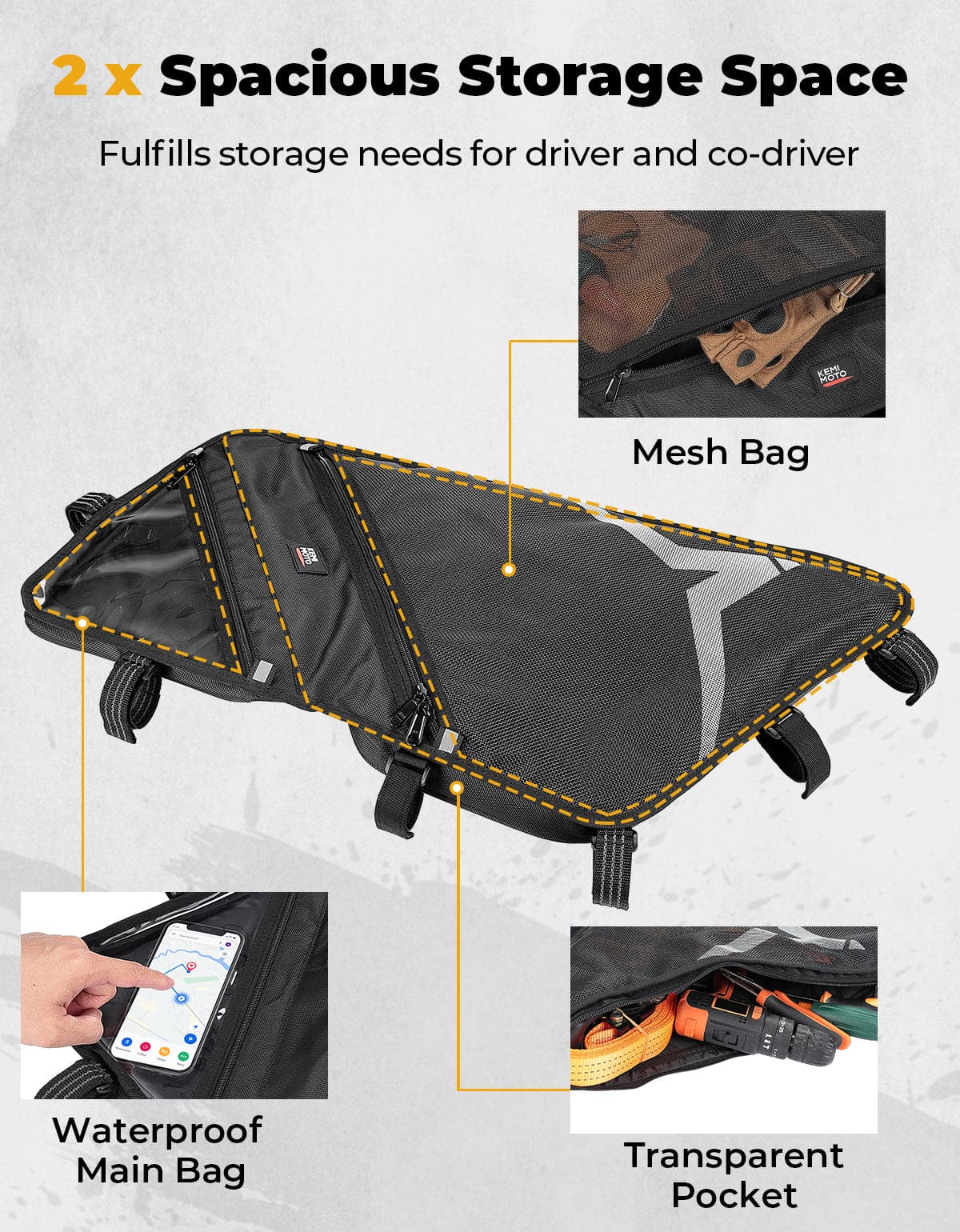 KEMIMOTO Borsa Tetto ZForce 500 800 1000 1680D 2 Pezzi