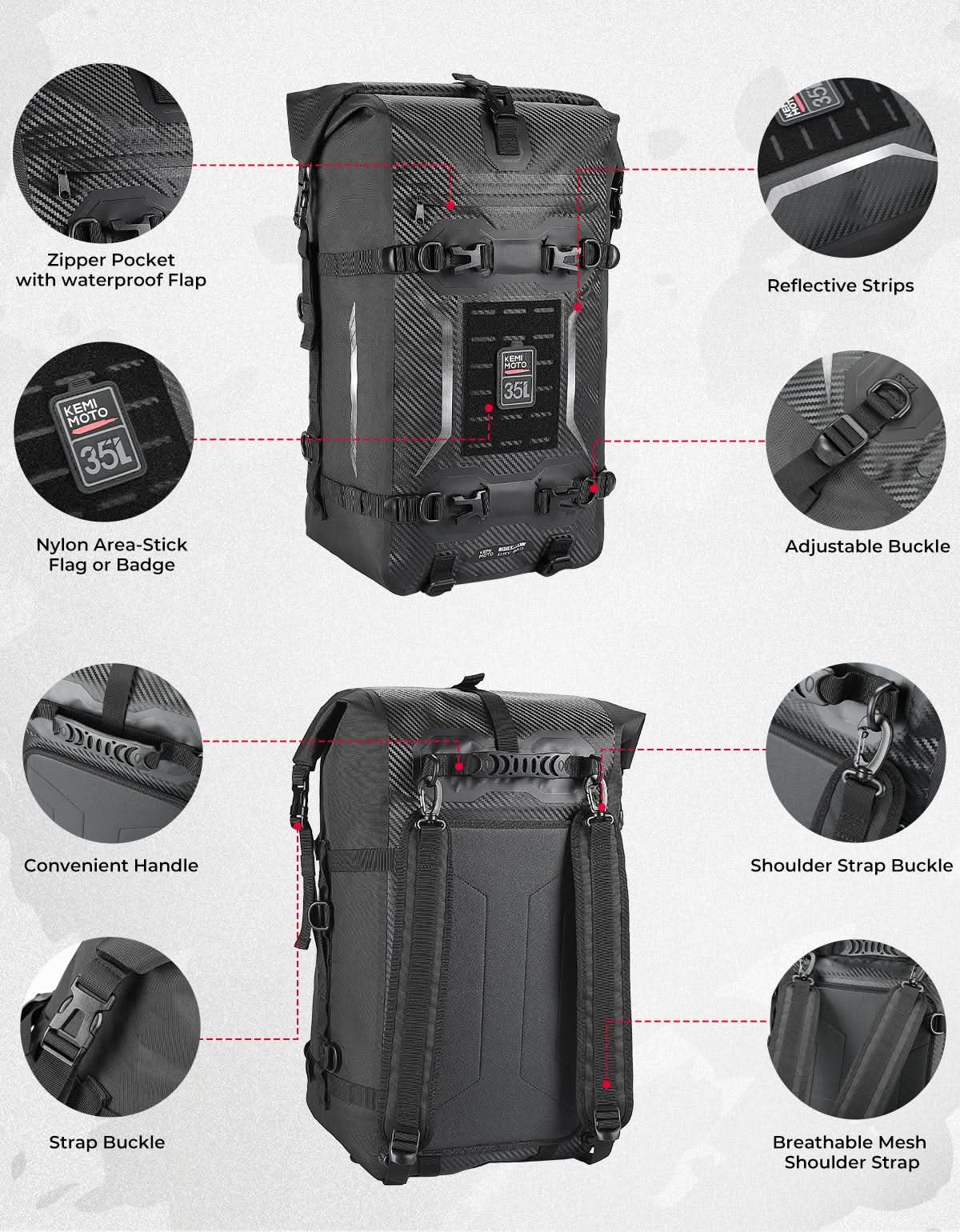 KEMIMOTO Tail Bag 35L borsa moto impermeabile PVC