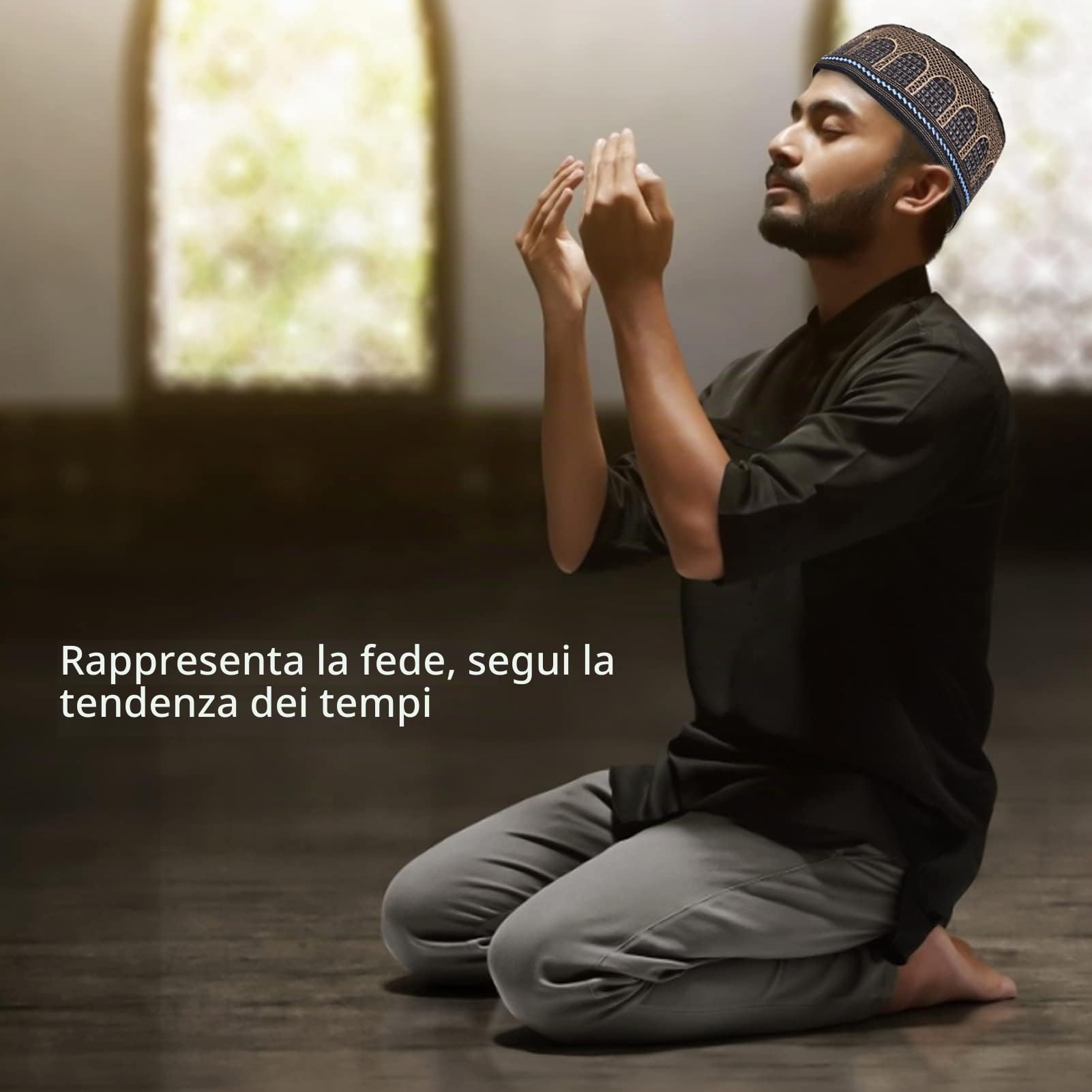 Hapivida Ricamo Nero cappello preghiera cotone 57