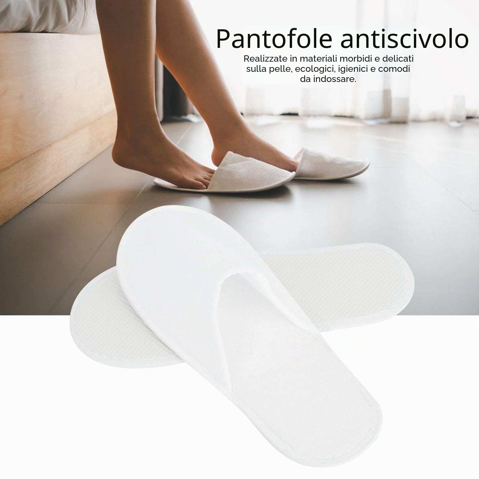 Hapivida pantofole monouso punta chiusa 12 paia peluche antiscivolo