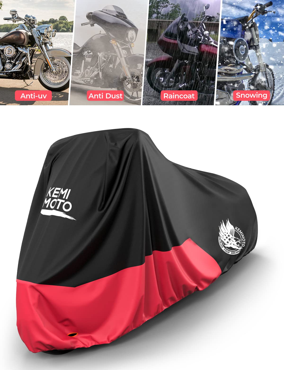 Kemimoto Cruiser telo coprimoto impermeabile rosso