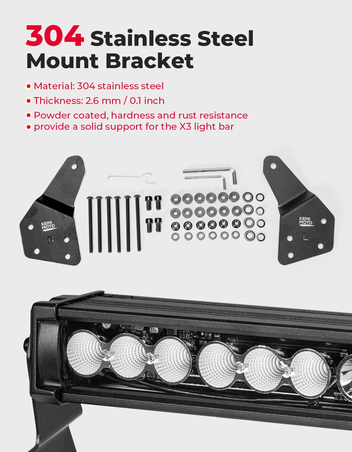 KEMIMOTO Maverick X3 barra LED RGB 50" 390W impermeabile