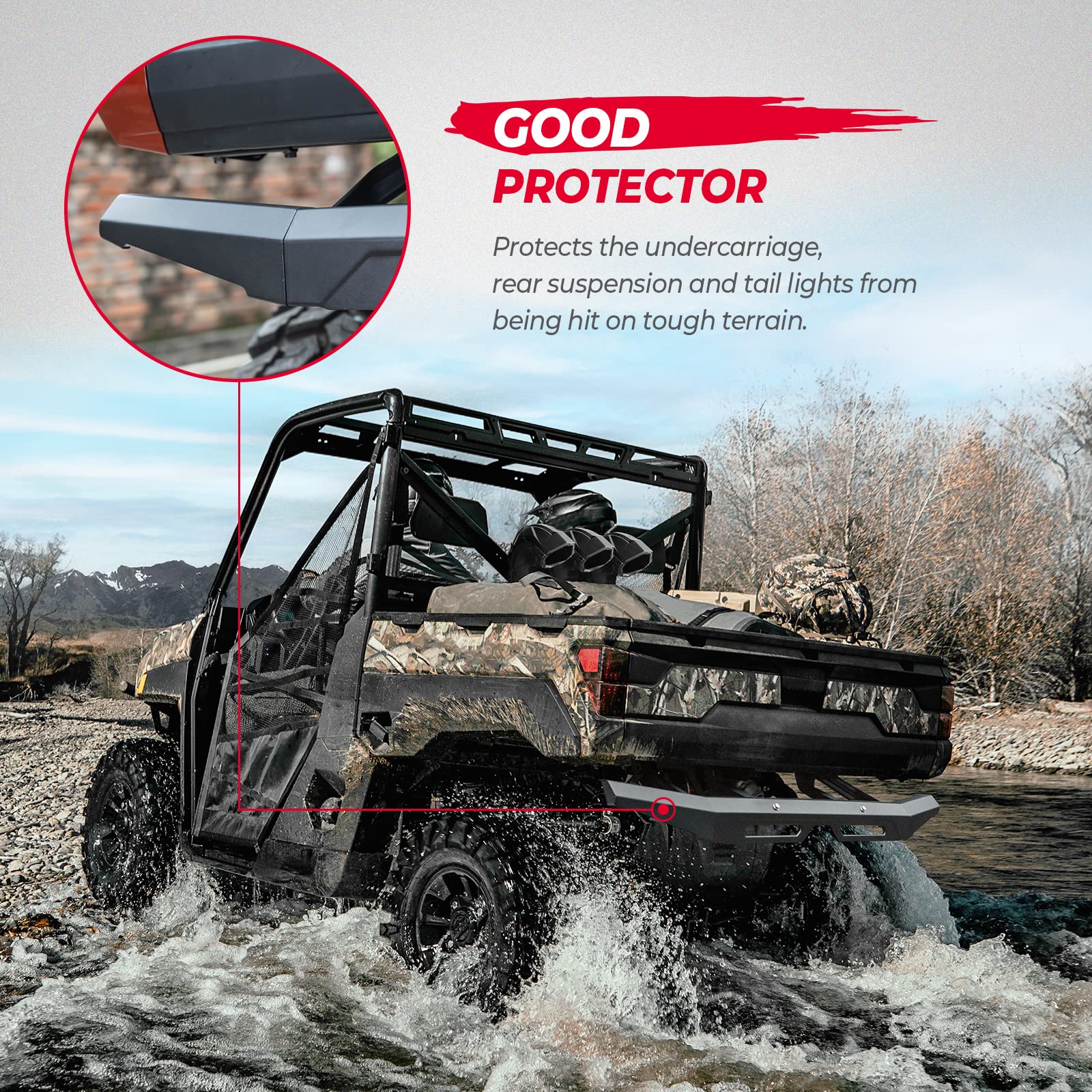 Kemimoto Paraurti Posteriore Acciaio per Polaris Ranger XP 1000