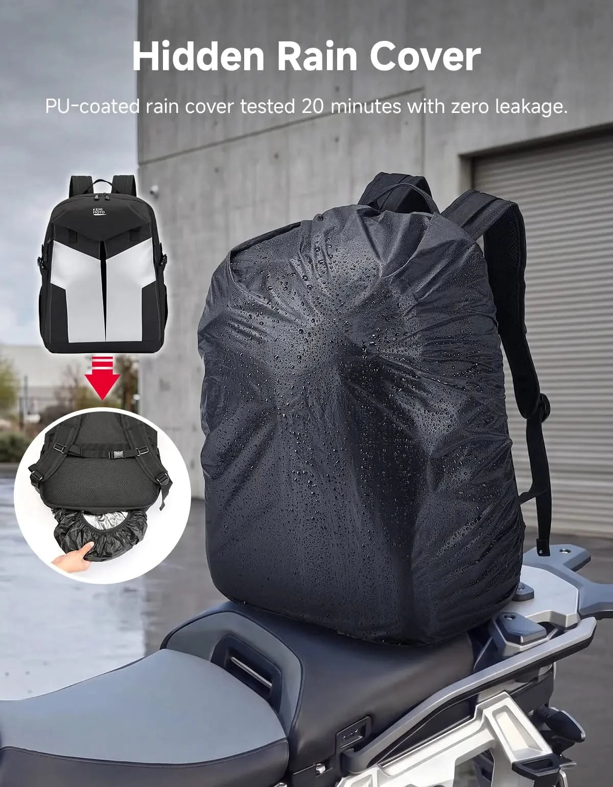 Kemimoto 30L zaino moto riflettente porta casco
