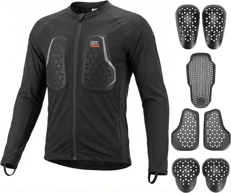 KEMIMOTO maglia moto traforata protezioni CE-1 nera M