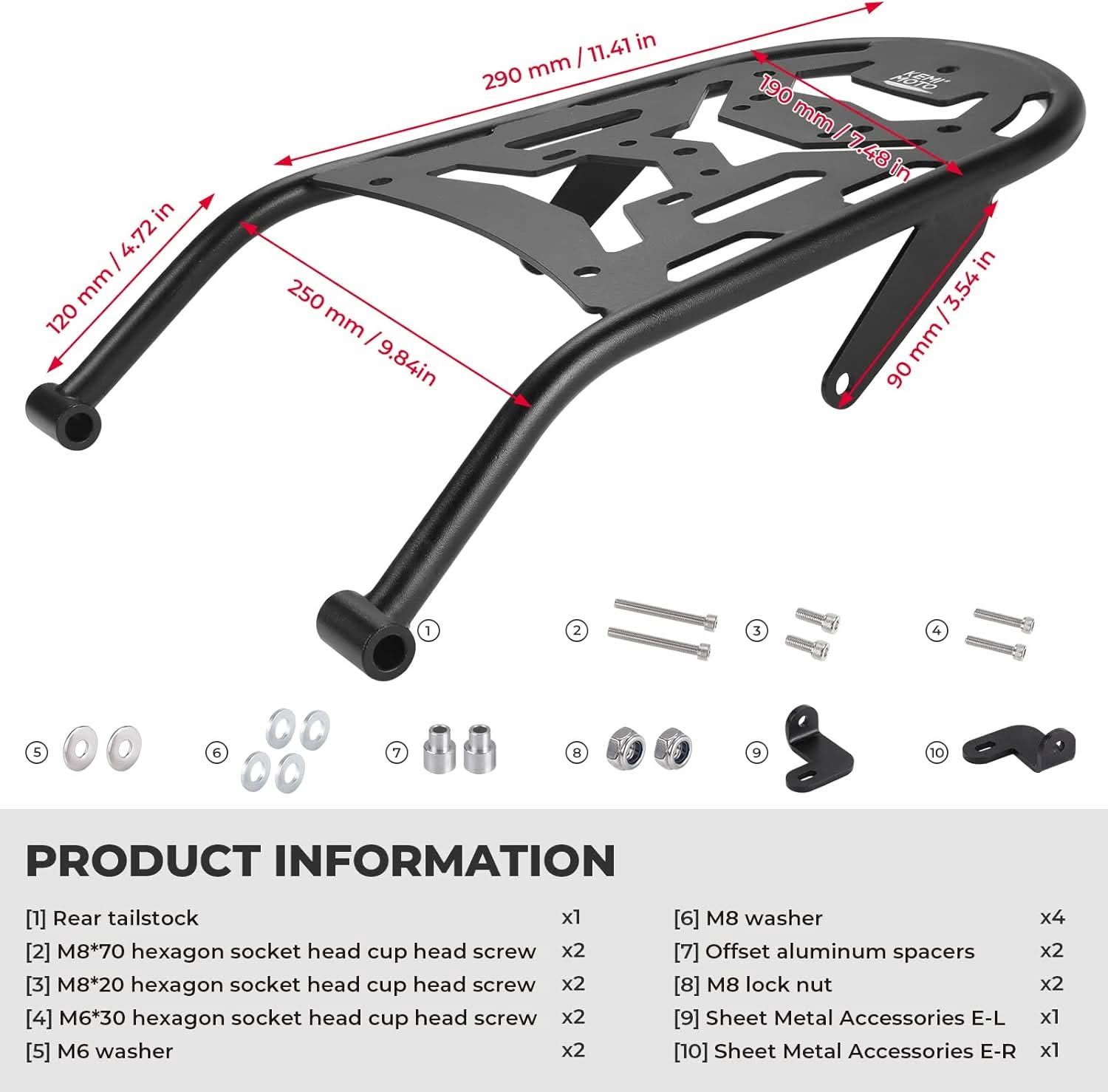 KEMIMOTO CRF450L portapacchi posteriore moto benzina