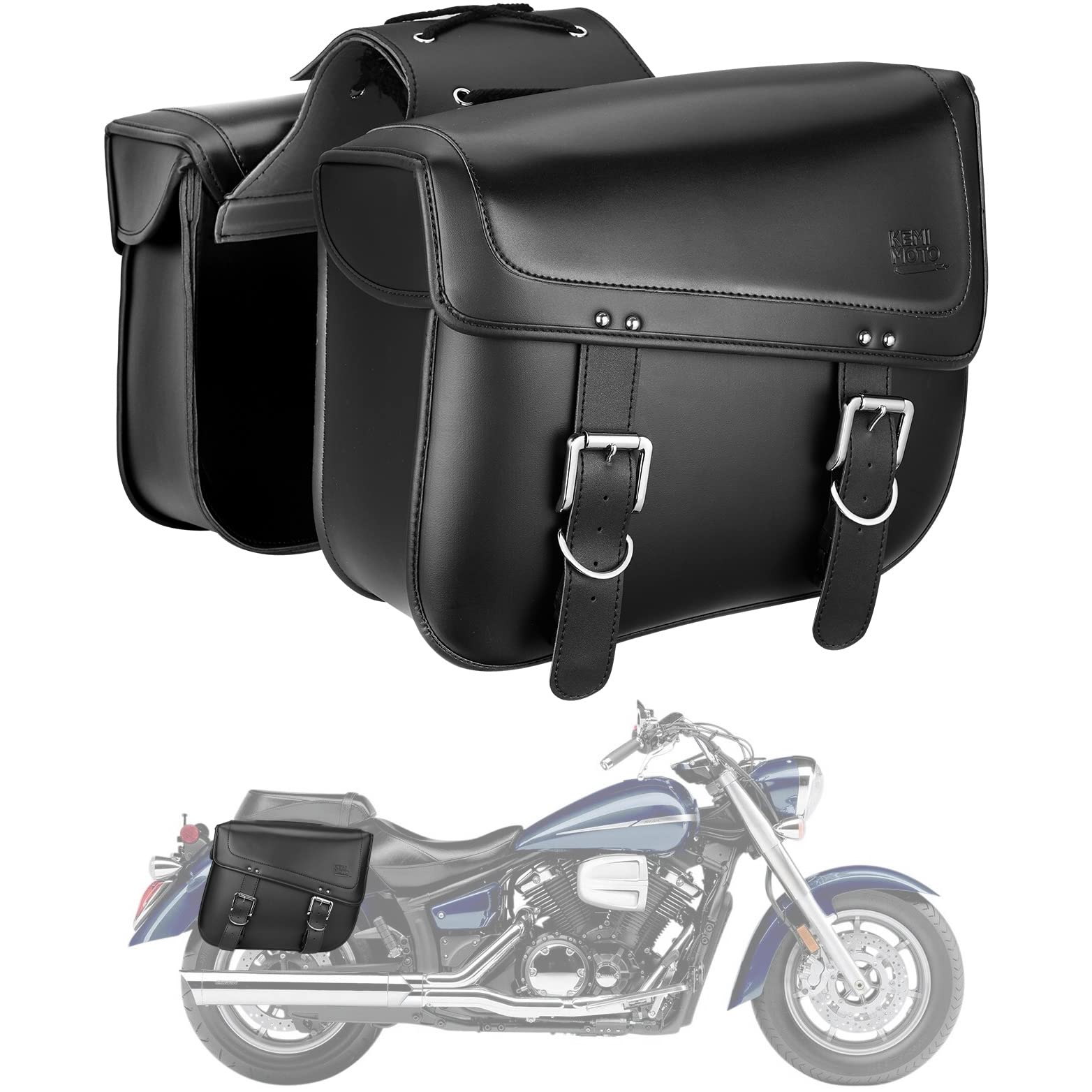 Kemimoto 30L borse laterali moto nero pelle PU