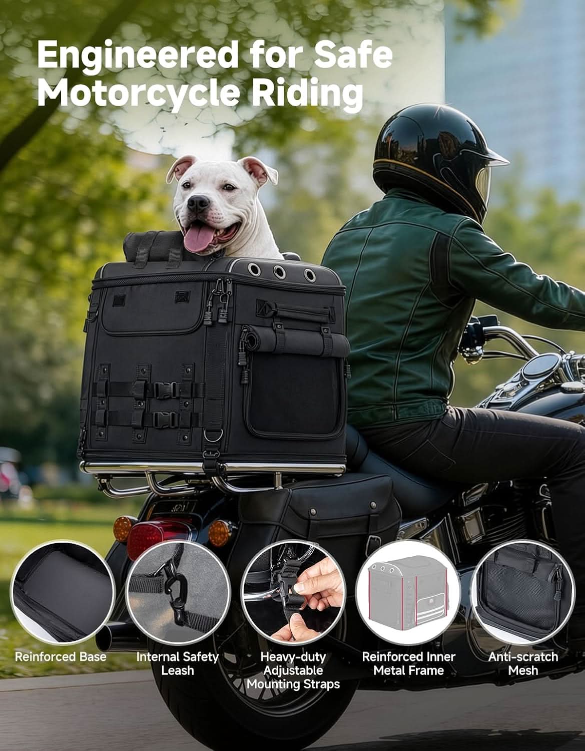 Kemimoto trasportino moto cani medi 12 kg con ciotole