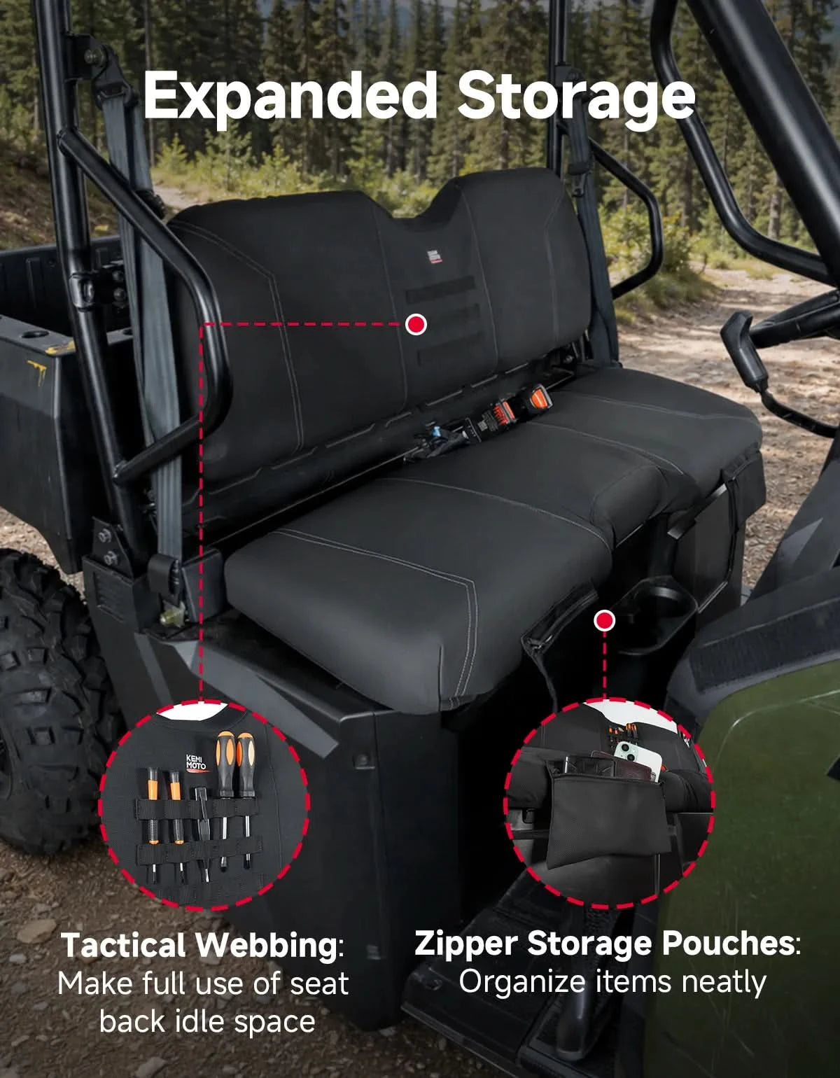 KEMIMOTO Ranger 500 coprisedili oxford 1680D con tasche