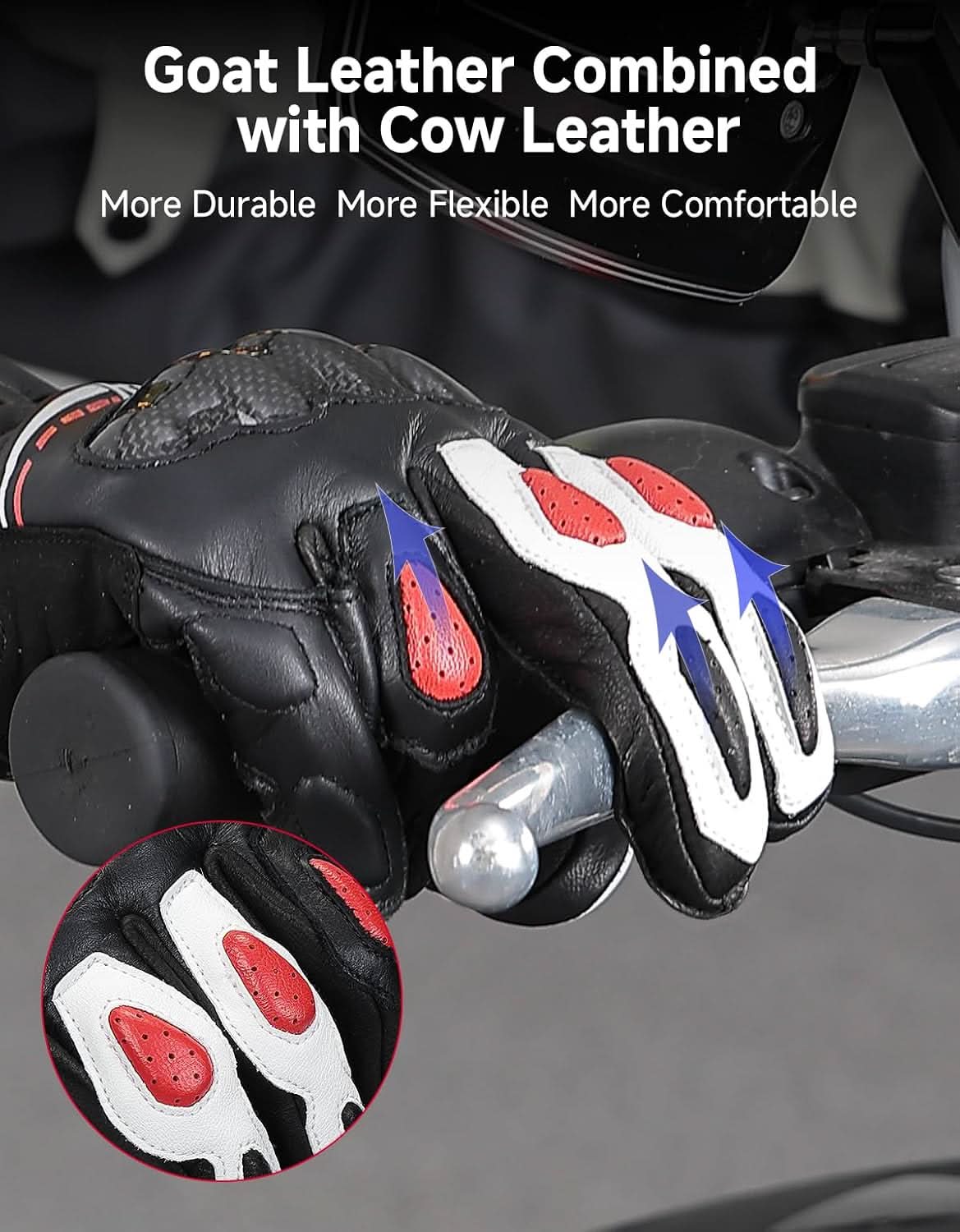 Kemimoto guanti moto pelle touchscreen neri taglia L