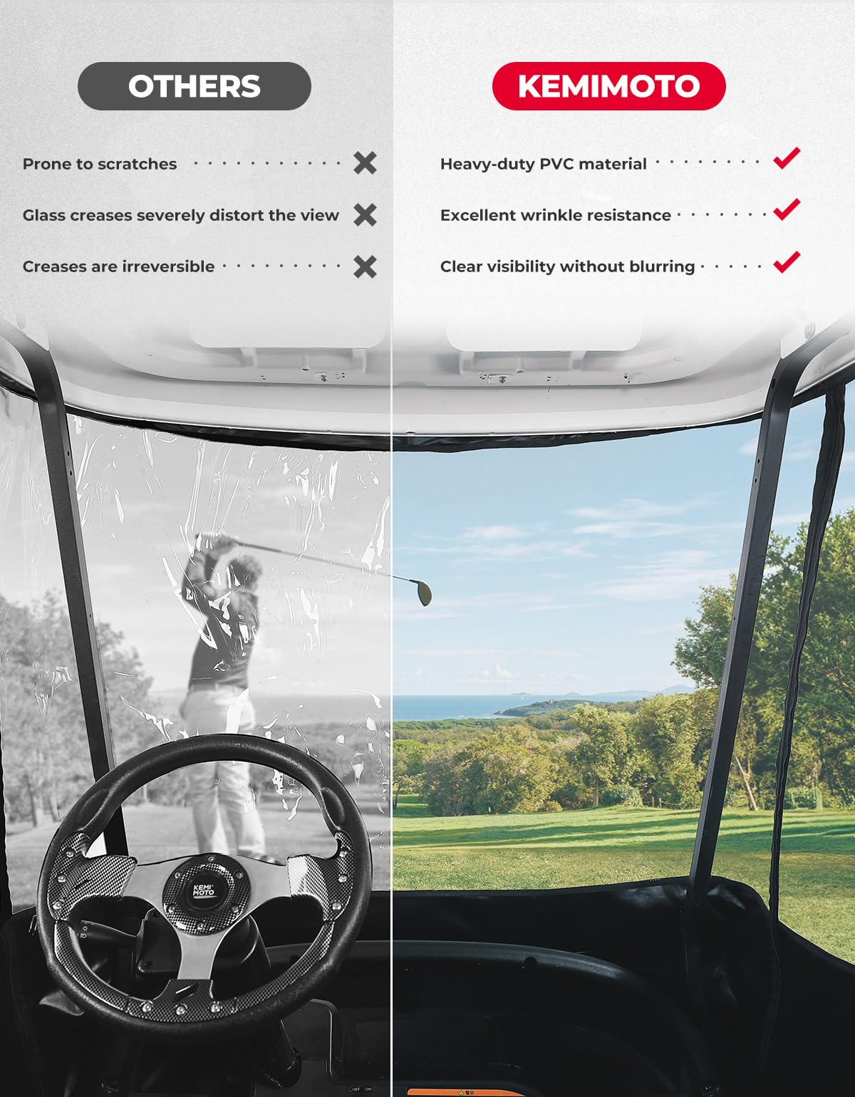 Kemimoto copertura golf cart 4 posti 600D impermeabile
