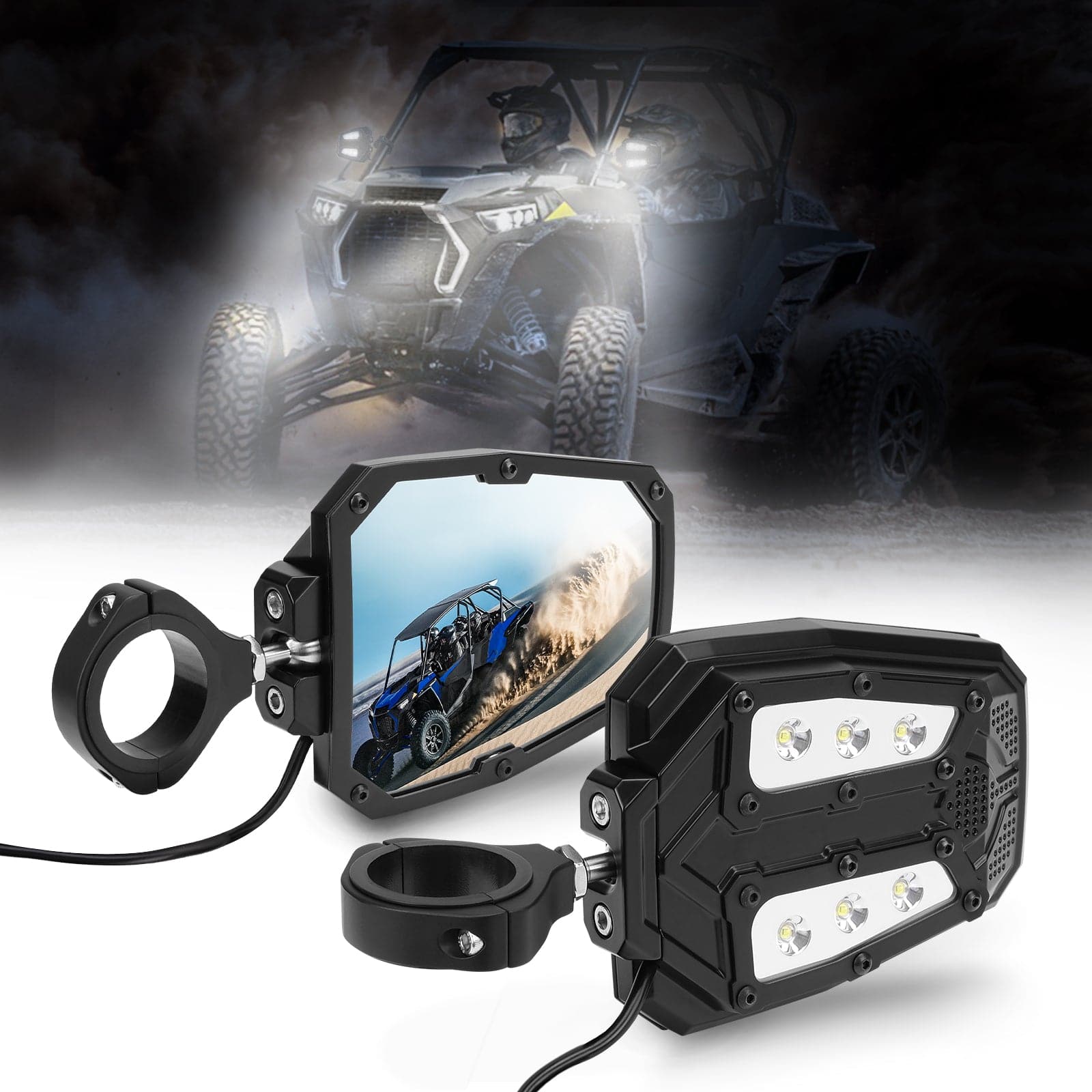 KEMIMOTO Kit Specchi UTV Centrale+Laterali LED Vetro