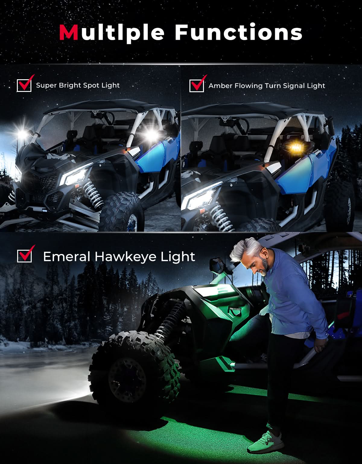 KEMIMOTO Specchietti UTV LED RZR X3 Talon con freccia