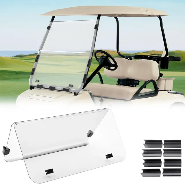 KEMIMOTO Club Car DS 2000+ parabrezza golf cart pieghevole trasparente