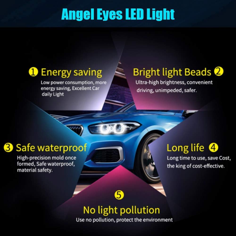Kuuleyn Angel Eyes LED 6000K E60 E61 2 Pezzi Bianchi