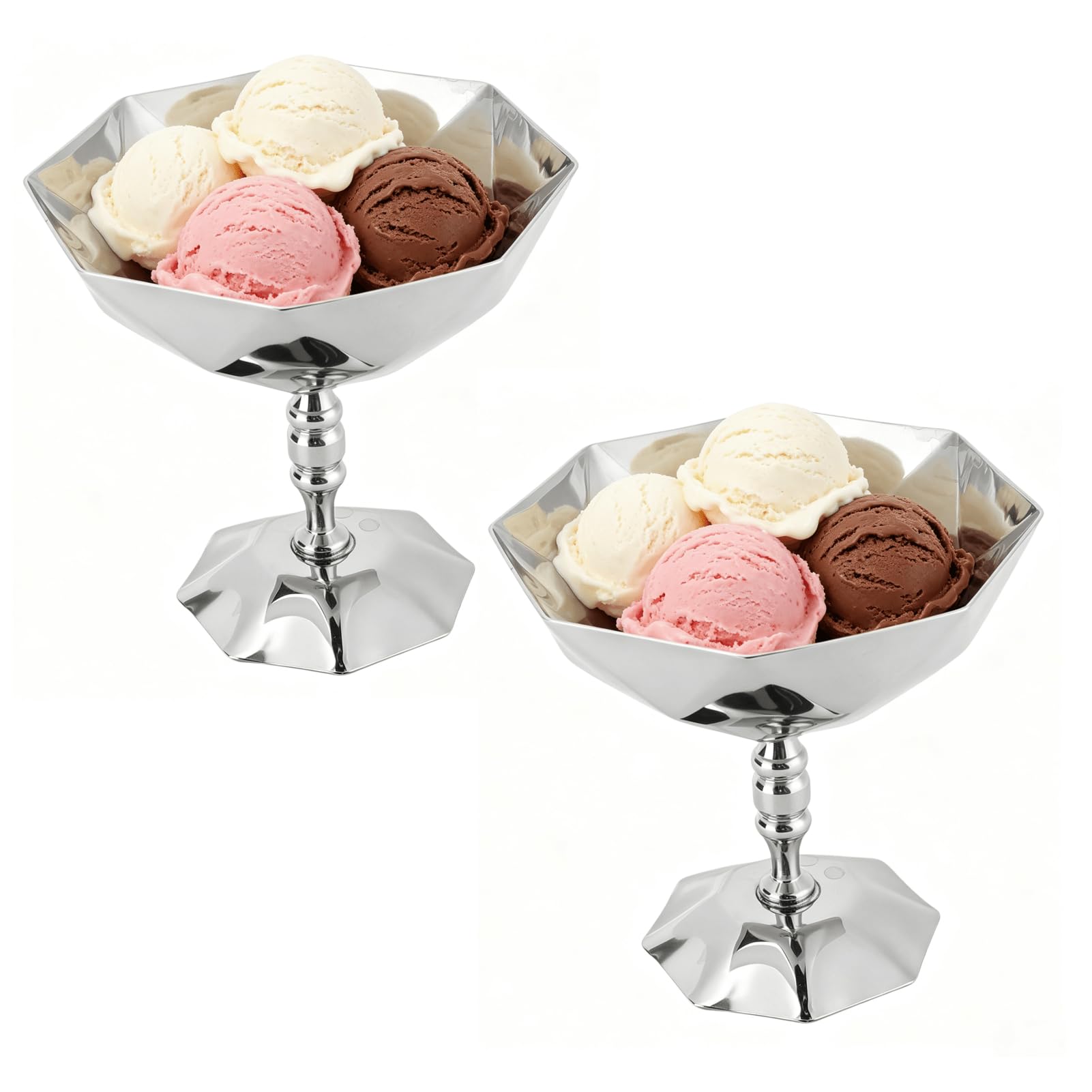 Hapivida coppa dessert acciaio inox base stabile set 2 pezzi
