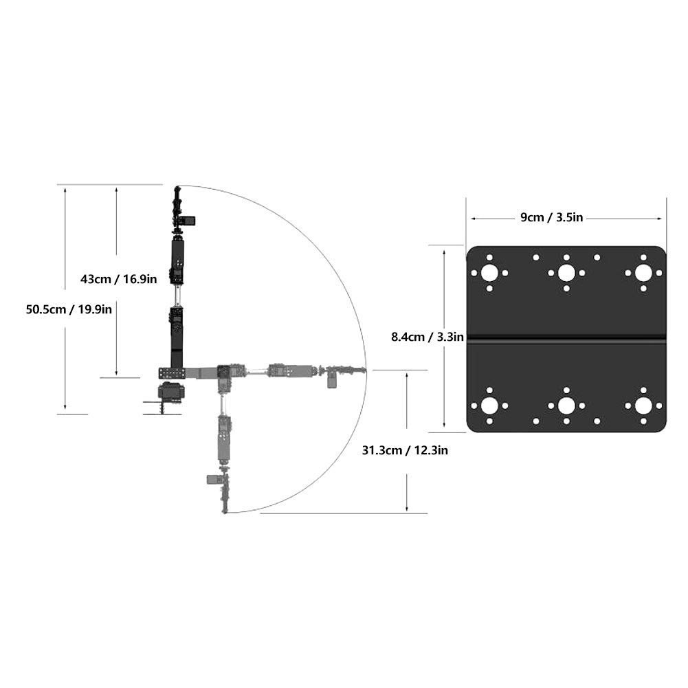 Kuuleyn 6DOF braccio robotico alluminio nero kit pinza